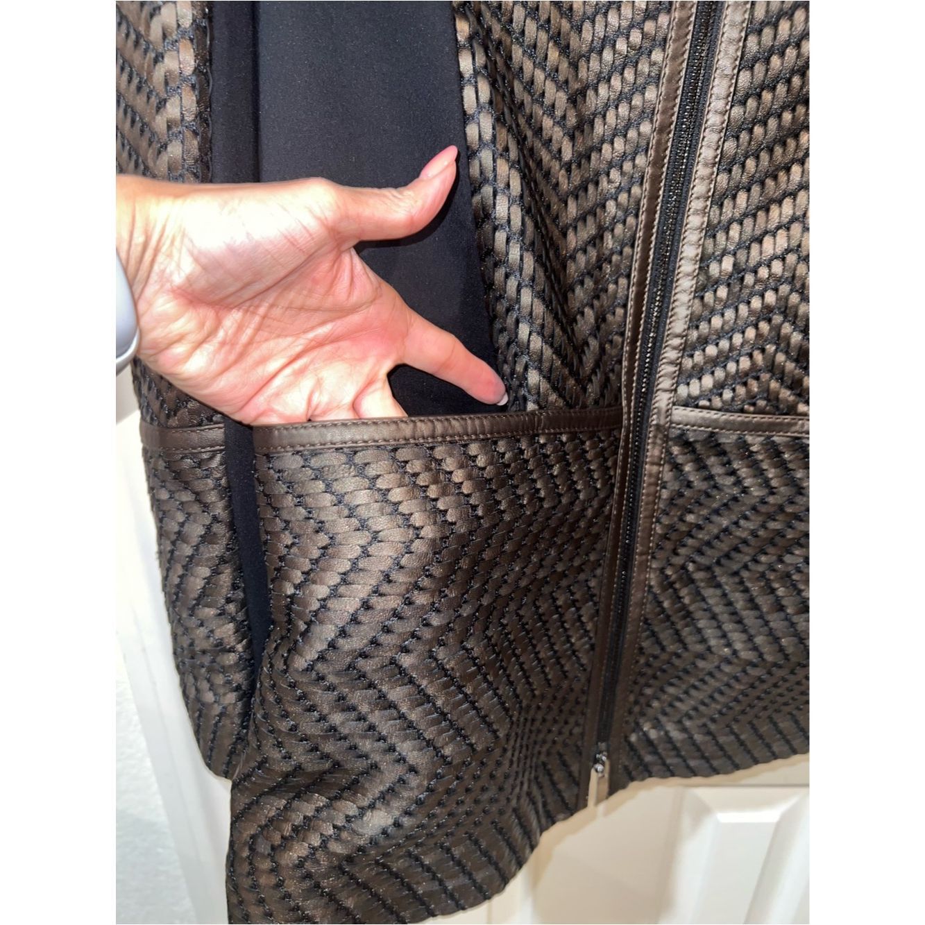 Other Carlisle Collection Metallic Woven Leather Jacket Bronze Bl Size S / US 4 / IT 40 - 9 Thumbnail
