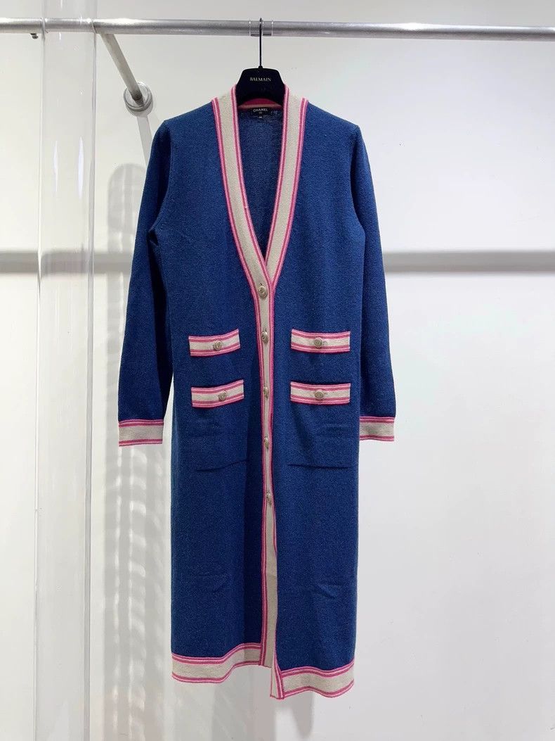 Chanel Chanel Long Cardigan with Pink Trim - dmc Size US S / EU 44-46 / 1 - 1 Thumbnail