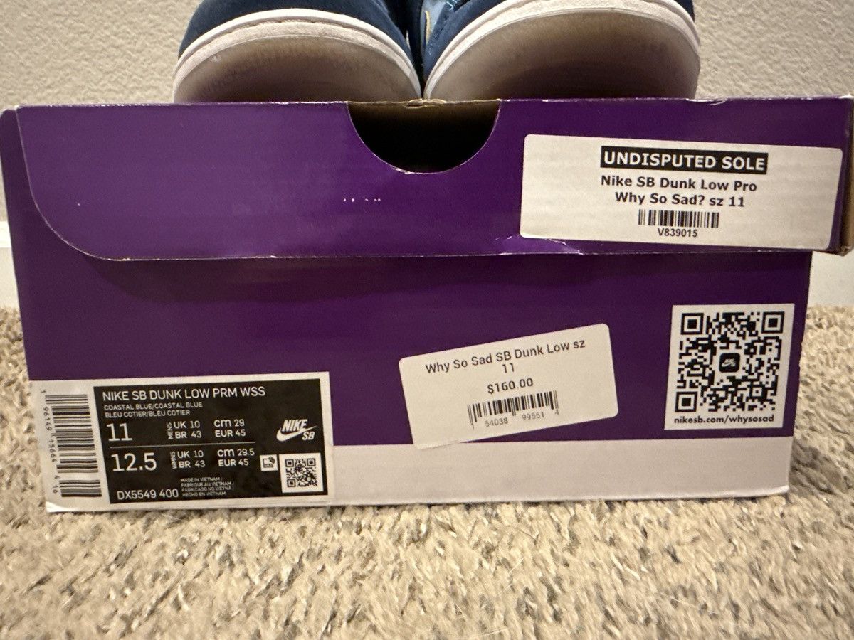 Nike SB Nike SB Dunk Low “Why So Sad?” Size US 11 / EU 44 - 14 Thumbnail
