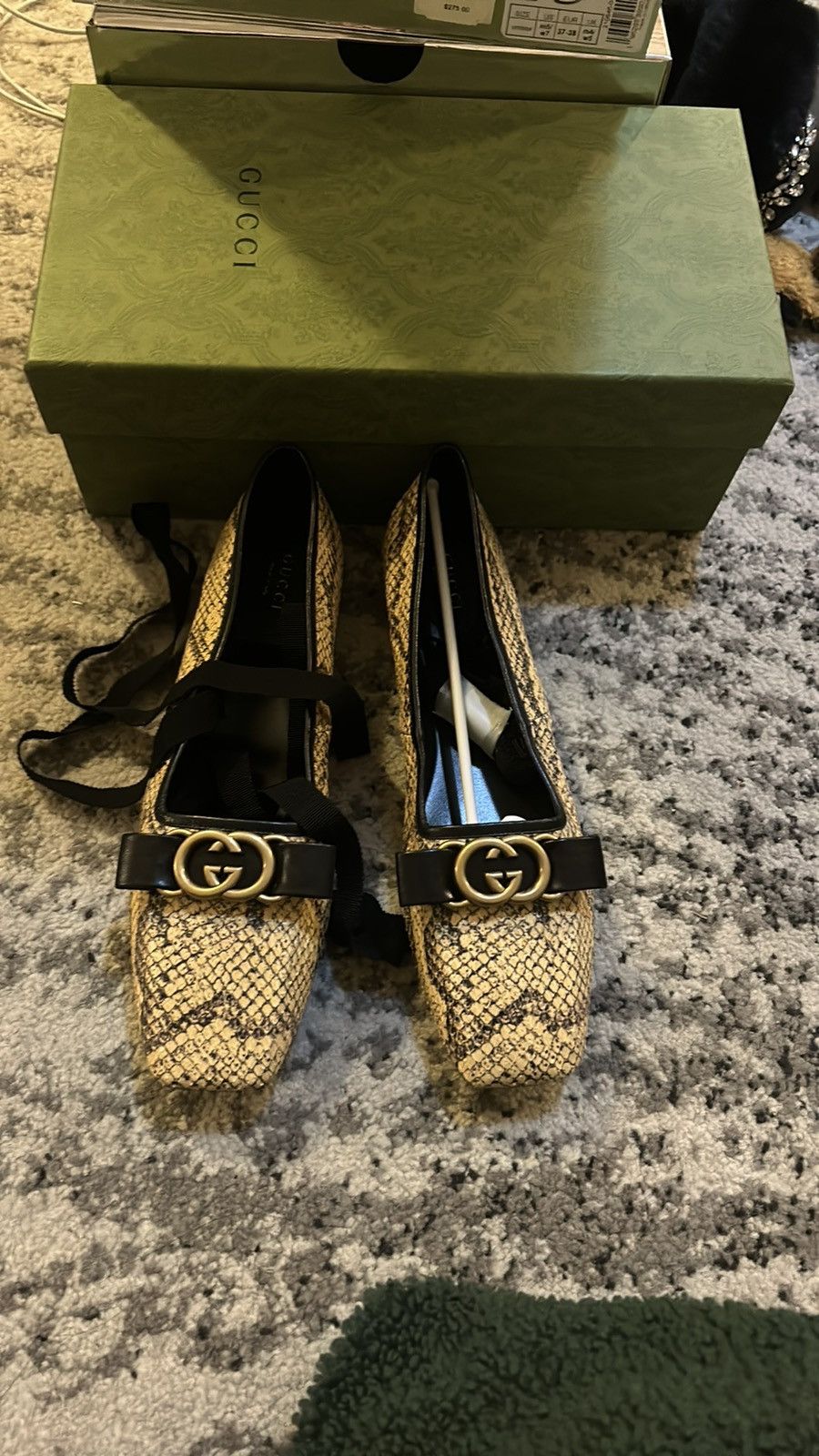 Gucci Gucci Evi Snakeskin Phyton Ballet Flats Size US 10 / IT 40 - 3 Thumbnail