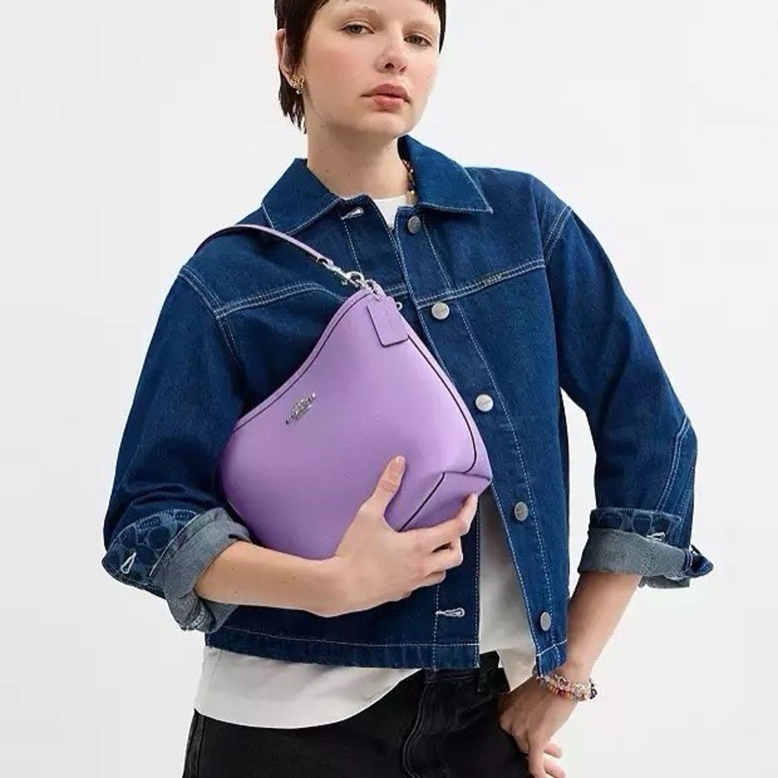 Coach NWT COACH CT801 City Bucket Leather Bag Purse Silver/Iris Size ONE SIZE - 8 Thumbnail