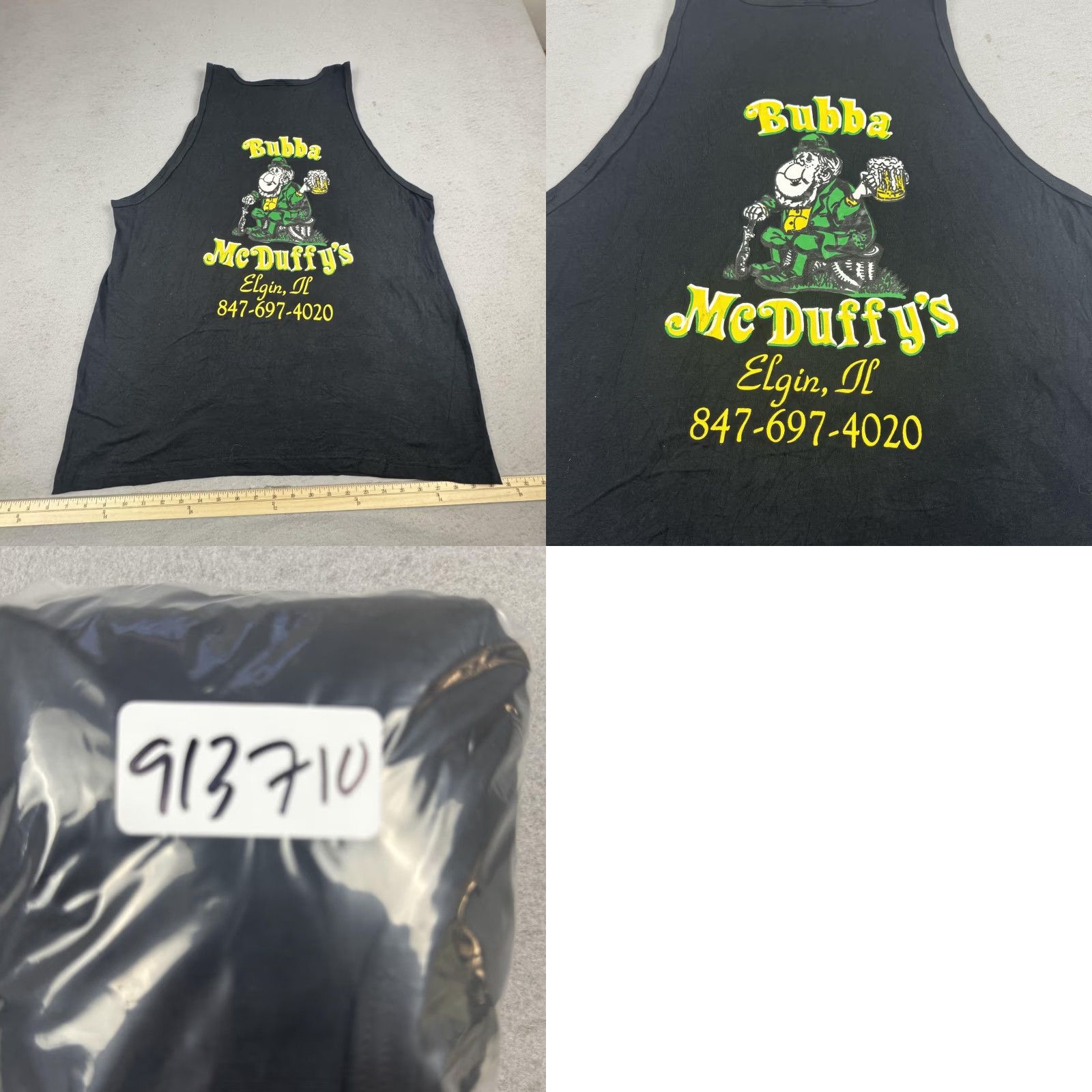 Fruit Of The Loom Bubba McDuffy's Shirt Mens XL Black Tank Top Graphic Back Pub Bar IL 847-697-4020 St Patrick's Day Beer Ceramic? Size US XL / EU 56 / 4 - 8 Thumbnail