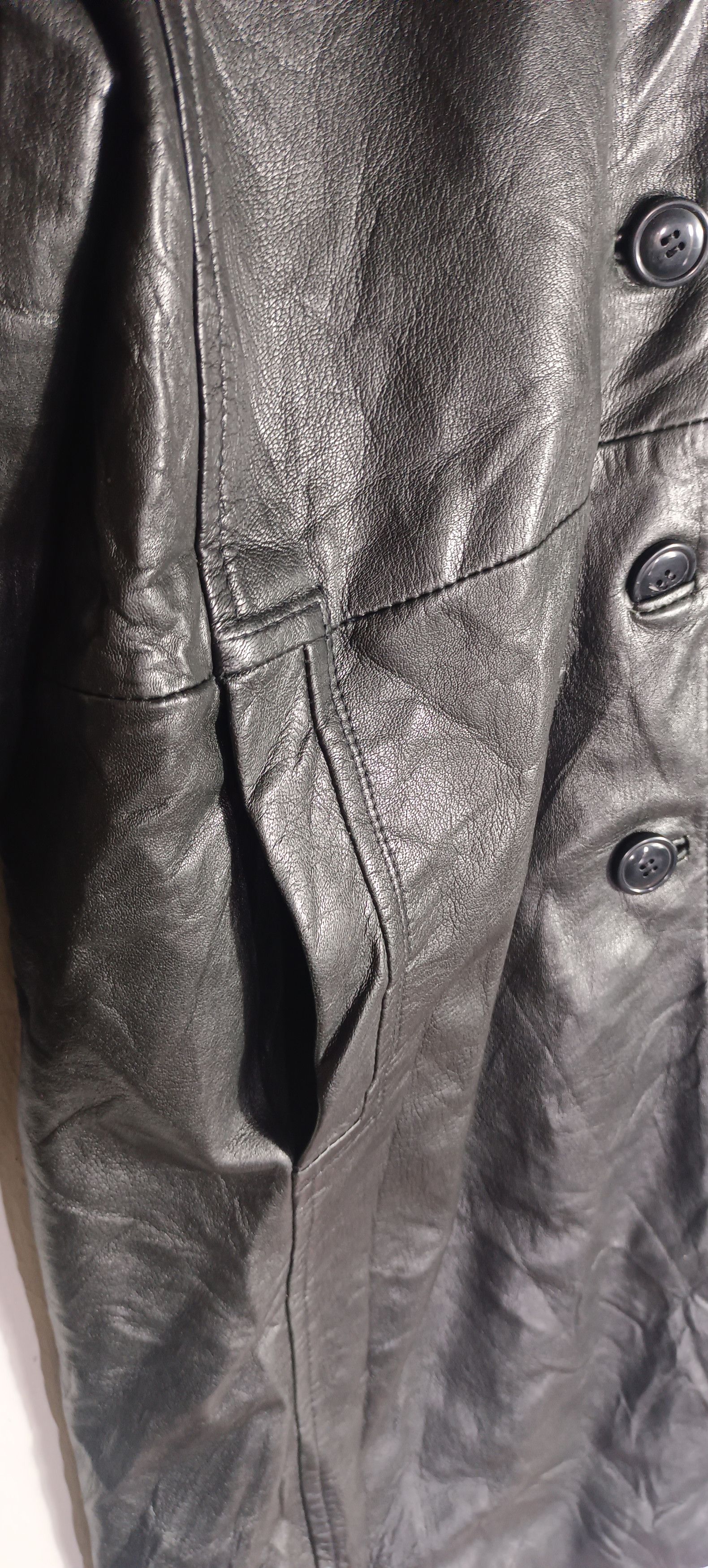 Genuine Leather × If Six Was Nine Vintage💥 Pantera X Black Leather Trench Coat Jacket Size US M / EU 48-50 / 2 - 8 Thumbnail