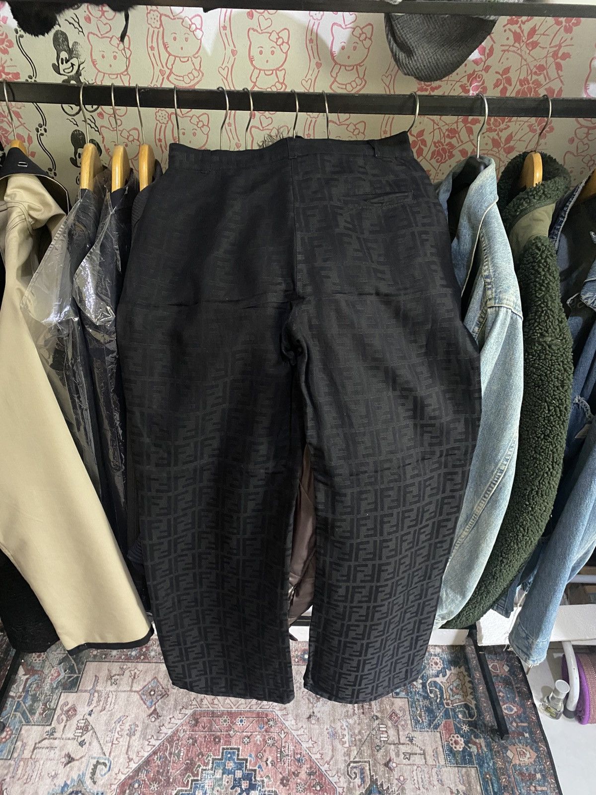 Fendi Vintage Fendi Black Zucca Monogram Linen Pants Size 30" / US 8 / IT 44 - 2 Thumbnail