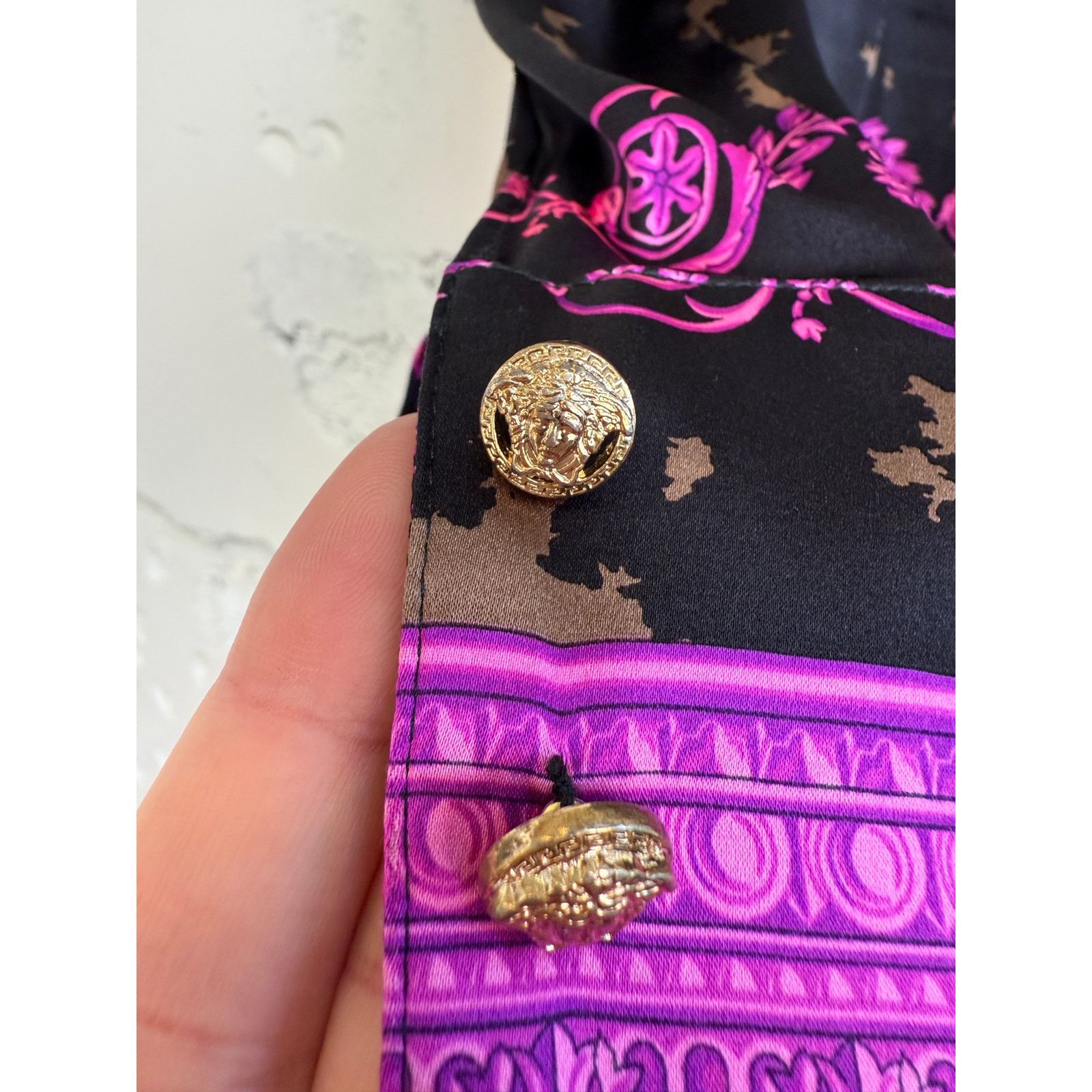 Versace Vintage Versace Print Silk Button Up Shirt Size XS / US 0-2 / IT 36-38 - 5 Thumbnail