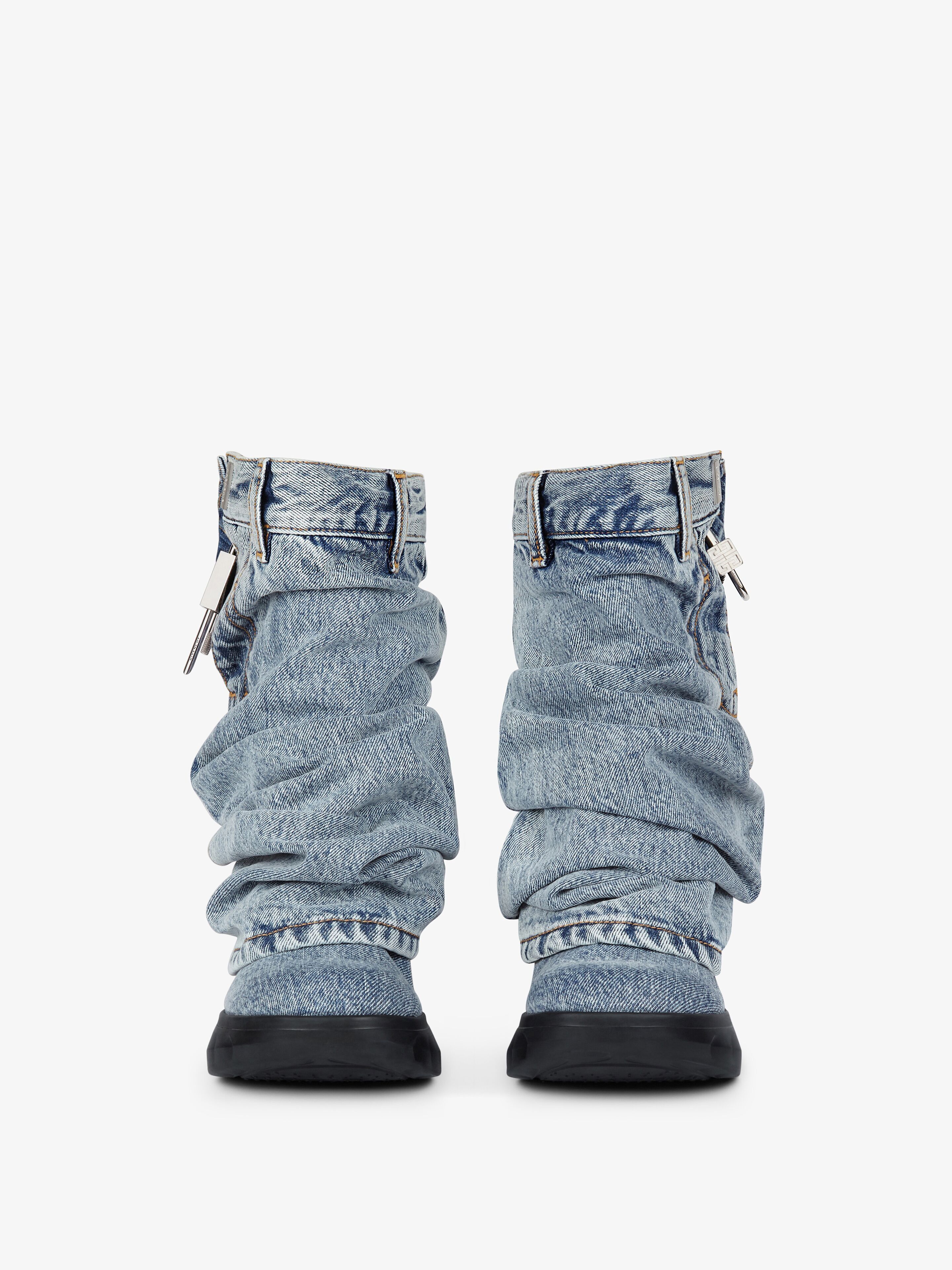 Givenchy o1srvl11e0525 Shark Lock Ankle Boots Biker Low Wedge Blue Size US 6 / IT 36 - 2 Thumbnail