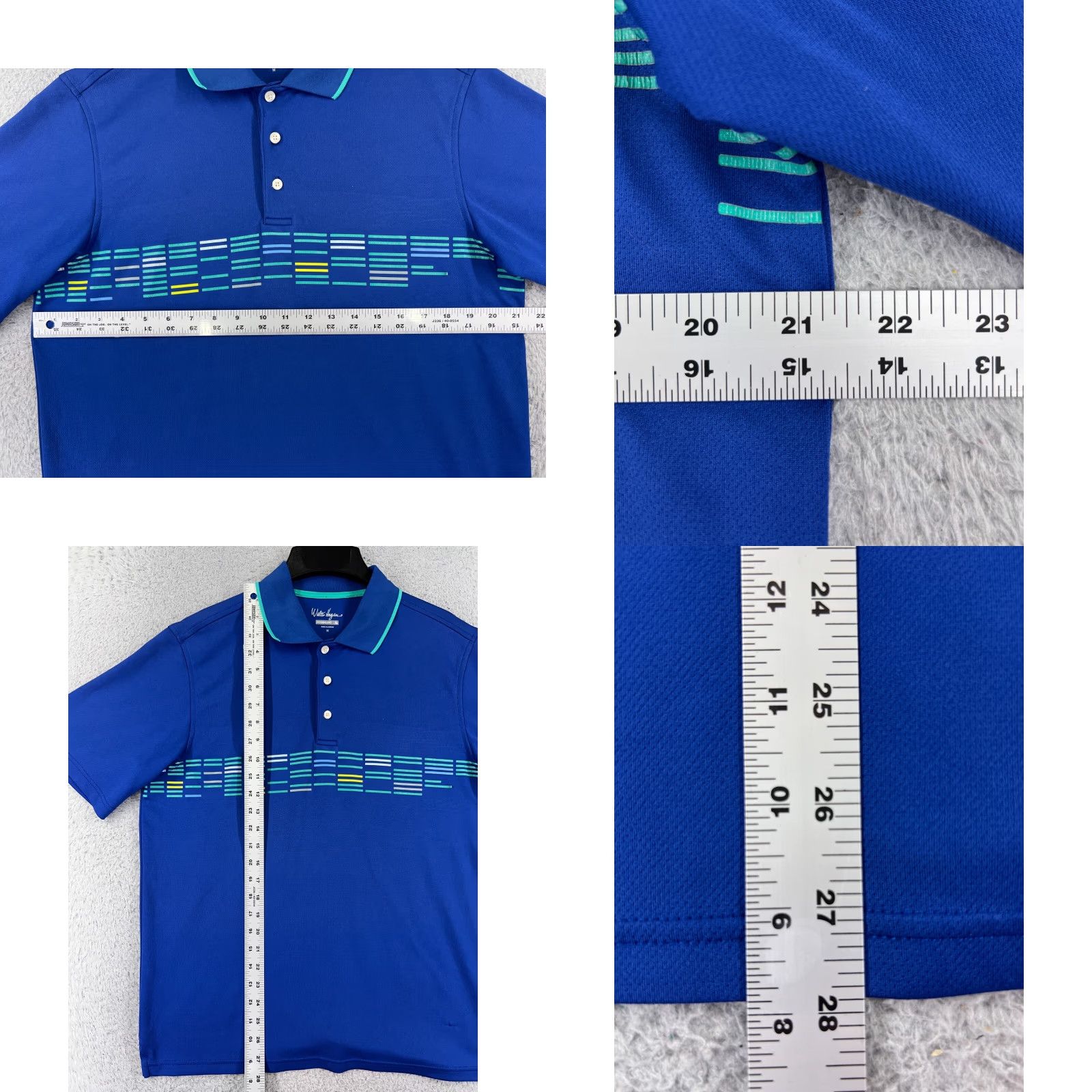 Vintage Walter Hagen Polo Shirt Mens Medium Blue Striped Golf 100% Polyester Size US M / EU 48-50 / 2 - 8 Thumbnail