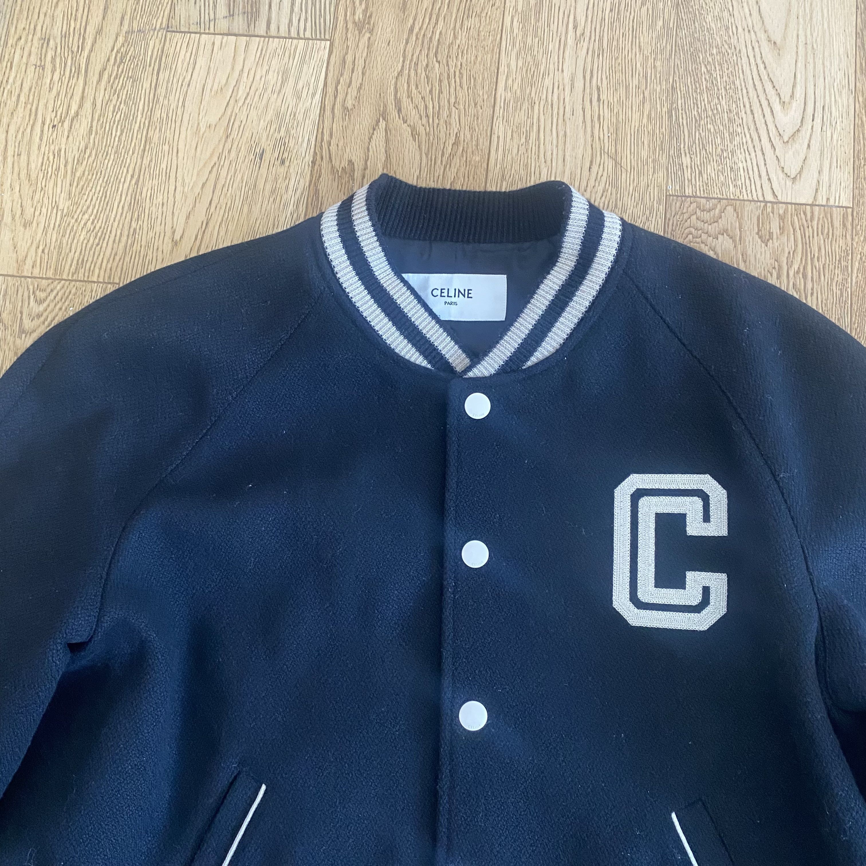 Celine Celine Teddy Jacket Black Textured Wool Varsity Prep 54 Size US L / EU 52-54 / 3 - 3 Thumbnail