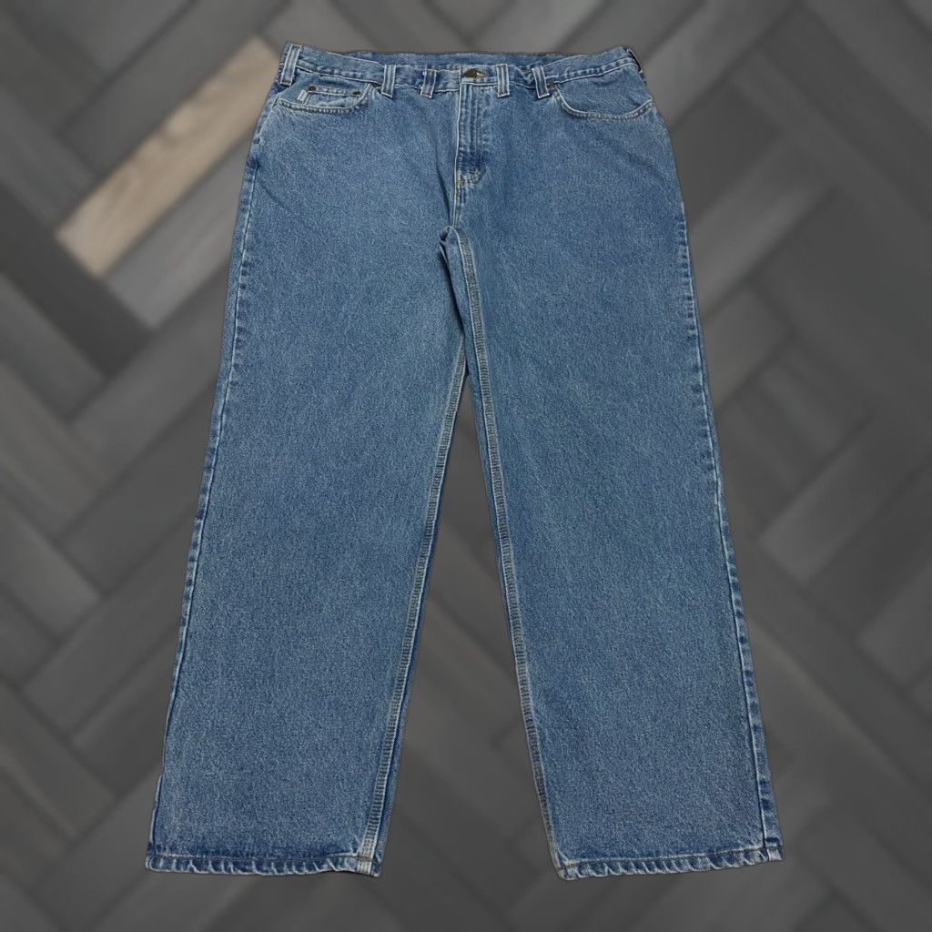Carhartt Carhartt Jeans B460 LVB Relaxed Fit Mens 44x32 Blue Straight Denim Cotton Pockets Button Zip Size US 44 / EU 60 - 1 Thumbnail