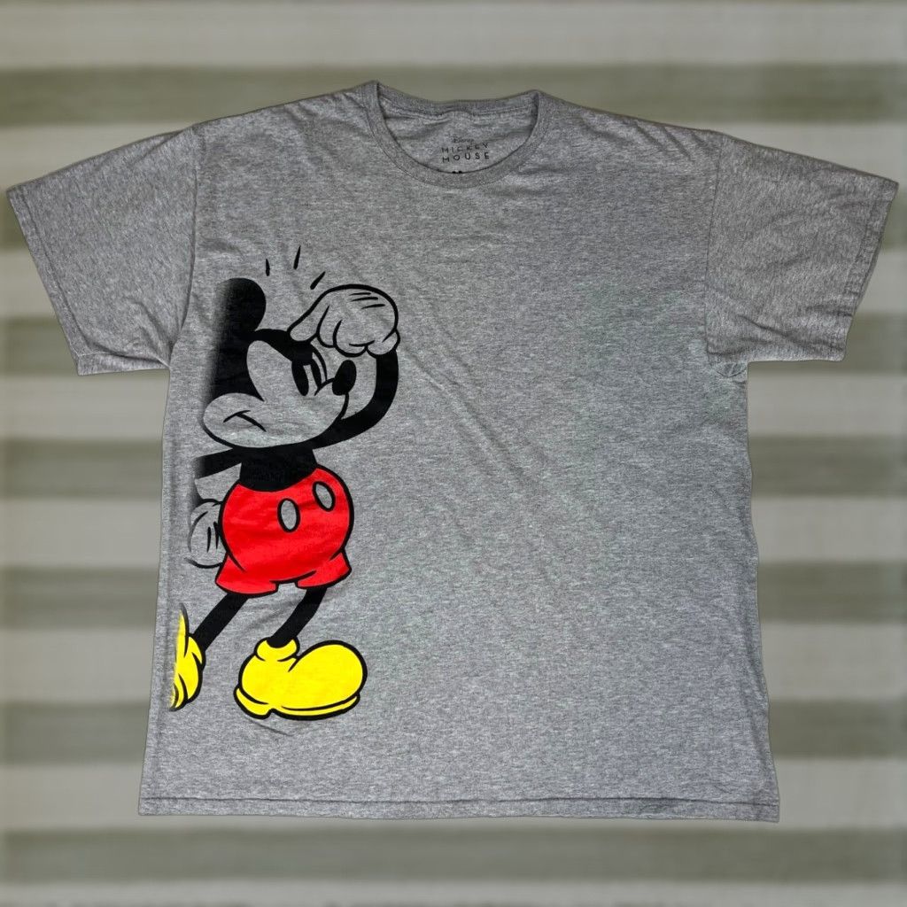 Disney Disney Mickey Mouse Graphic T-Shirt Mens XL Crew Neck Gray Cotton Polyester Blend Short Sleeve Shirt Size US XL / EU 56 / 4 - 1 Thumbnail