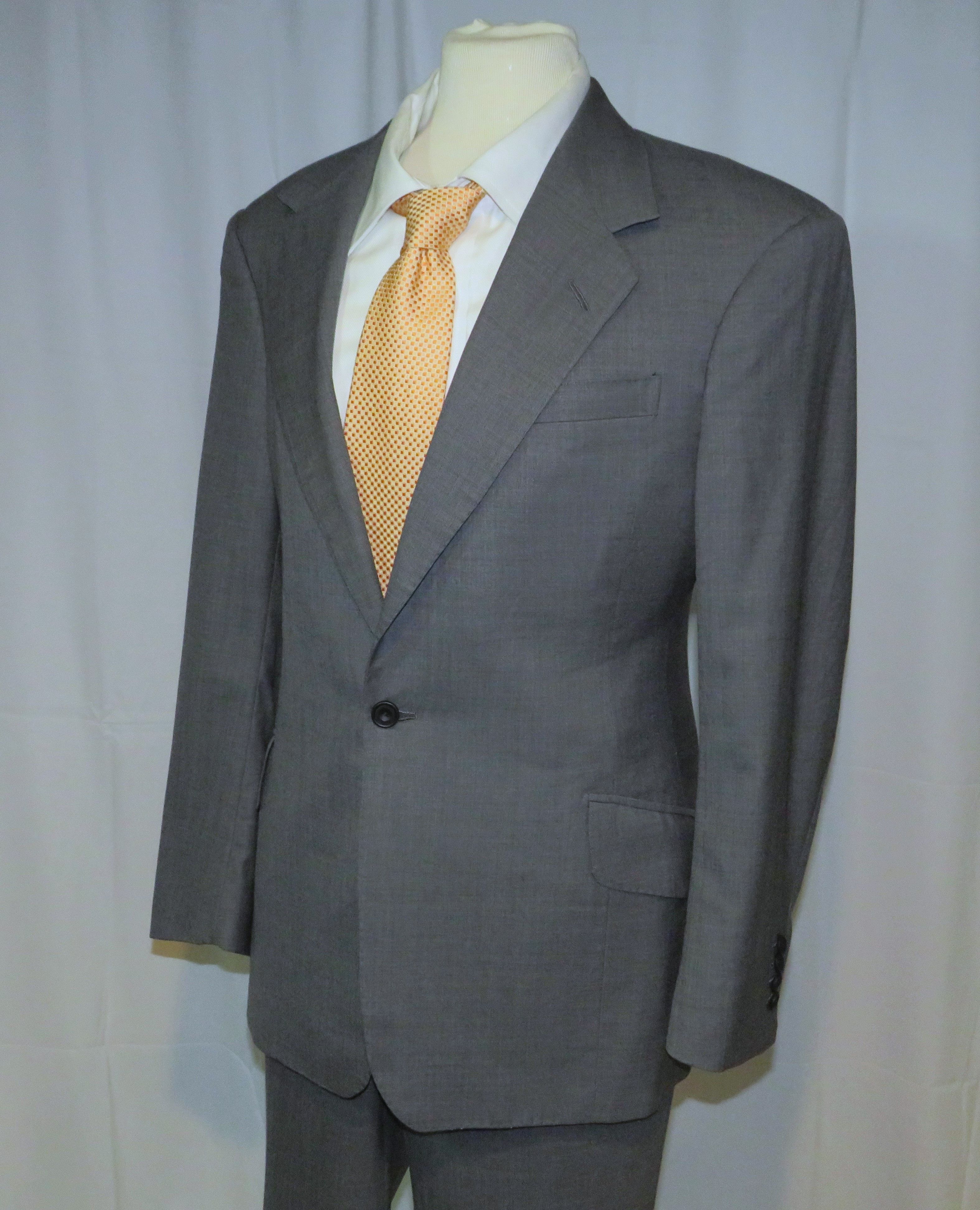 Huntsman × Savile Row Bespoke 2022 Solid Gray One Button Suit 34S Size 34S - 11 Thumbnail