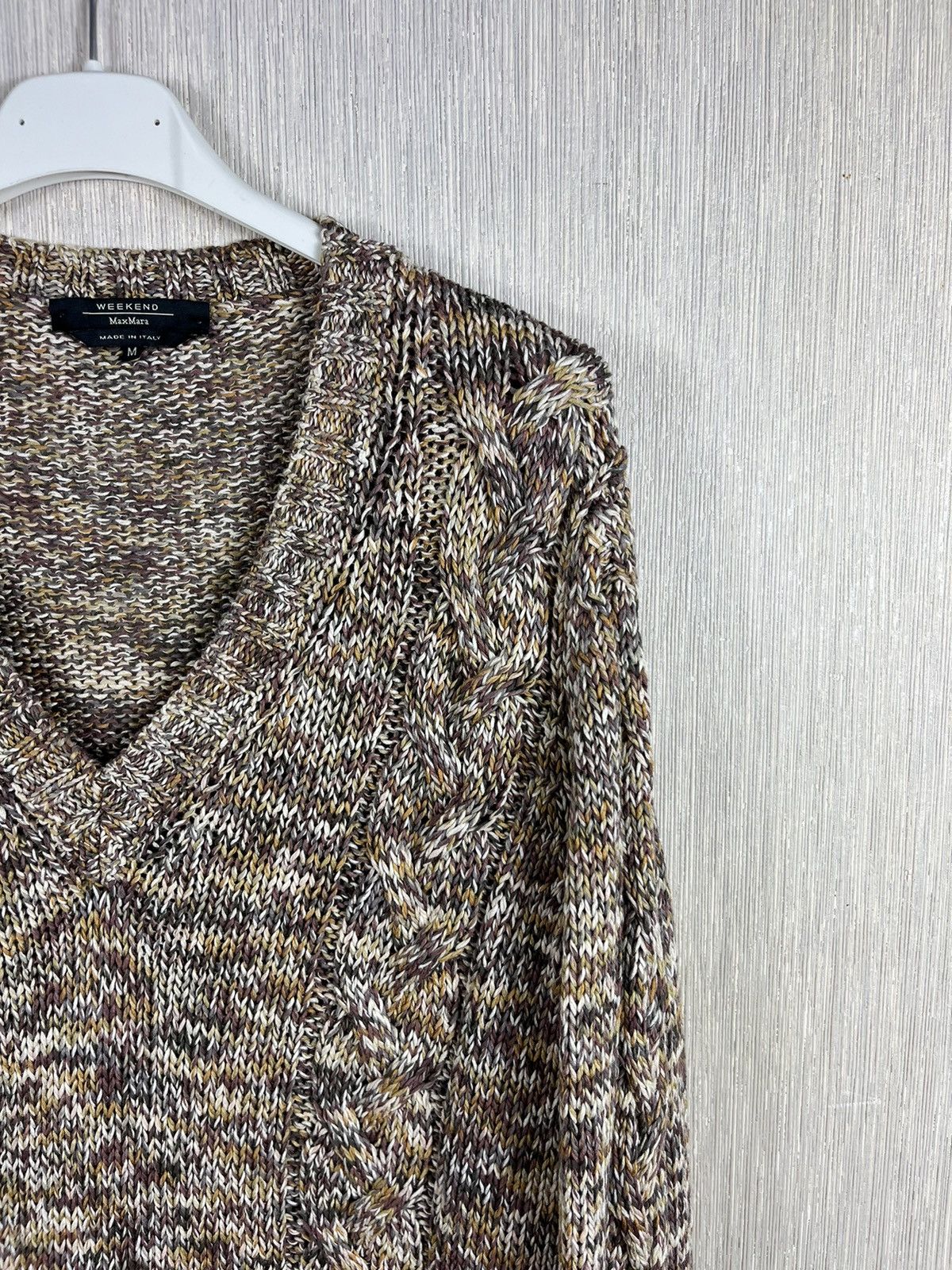 Designer × Max Mara × Weekend Max Mara Max Mara Weekend knitted sweater v-neck cozy patterned Size M / US 6-8 / IT 42-44 - 3 Thumbnail