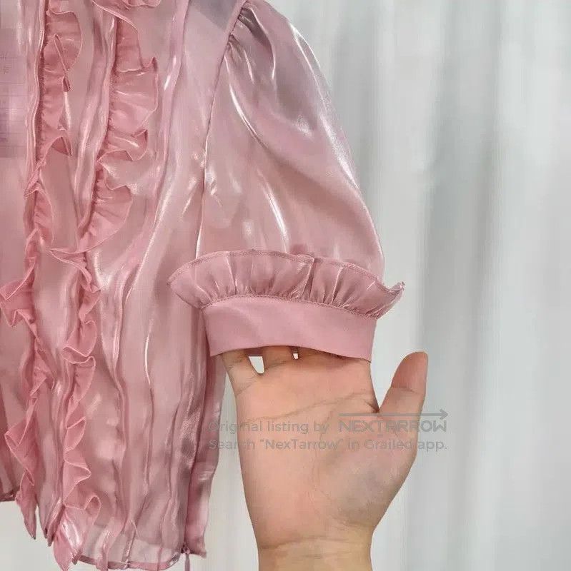 Miu Miu Miu Miu Summer Pink Ruffled Short Sleeve Tee . Size S / US 4 / IT 40 - 4 Thumbnail