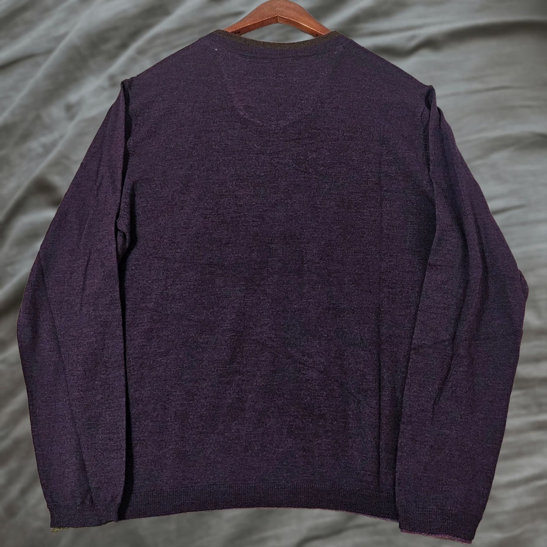 Robert Graham Robert Graham Purple Sweater Men Size M 100% Wool V-Neck Classic Fit Pullover Shirt (adapted as category: Sweater) Size US M / EU 48-50 / 2 - 1 Thumbnail