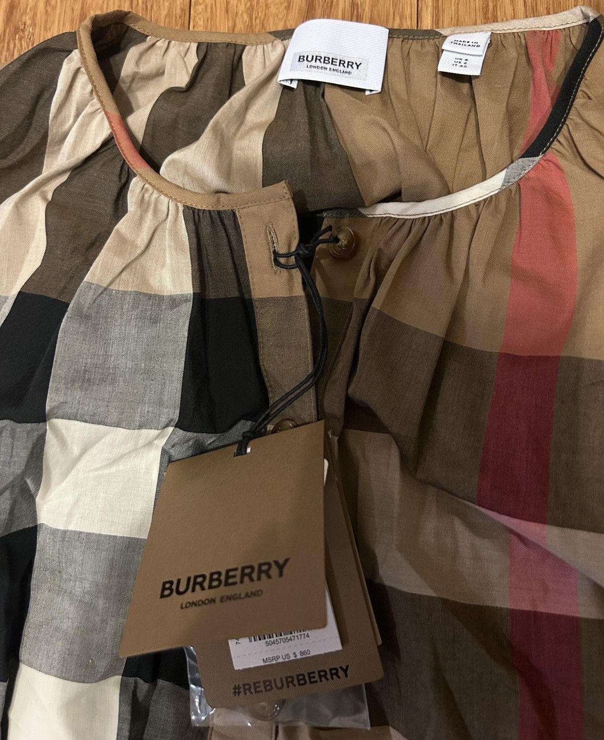 Burberry Burberry Round Neck Taupe Brown IP Check Cotton Belted Dress Size M / US 6-8 / IT 42-44 - 2 Thumbnail
