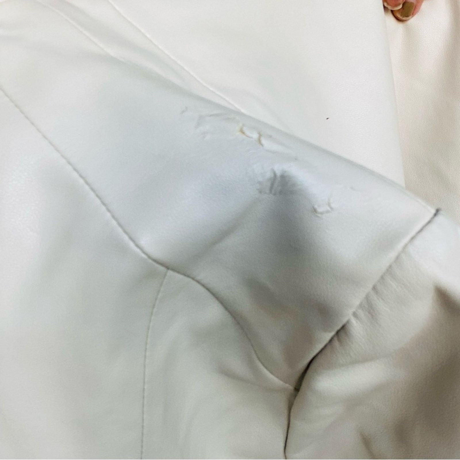 Vintage VINTAGE Cream White Faux Leather Sweater Knit Open Jacket Size S / US 4 / IT 40 - 7 Thumbnail