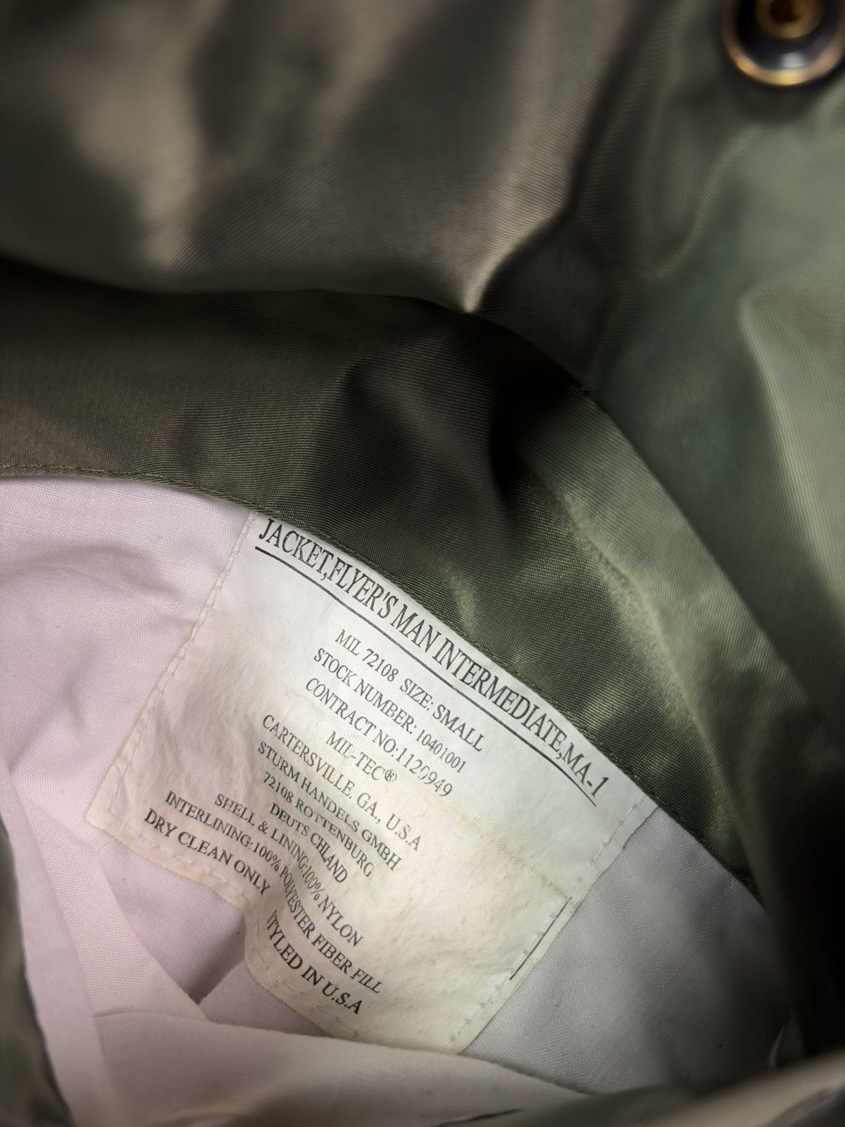 MIL-TEC Mil-Tec Vintage Khaki Green MA-1 Bomber Jacket S M Size US S / EU 44-46 / 1 - 9 Thumbnail