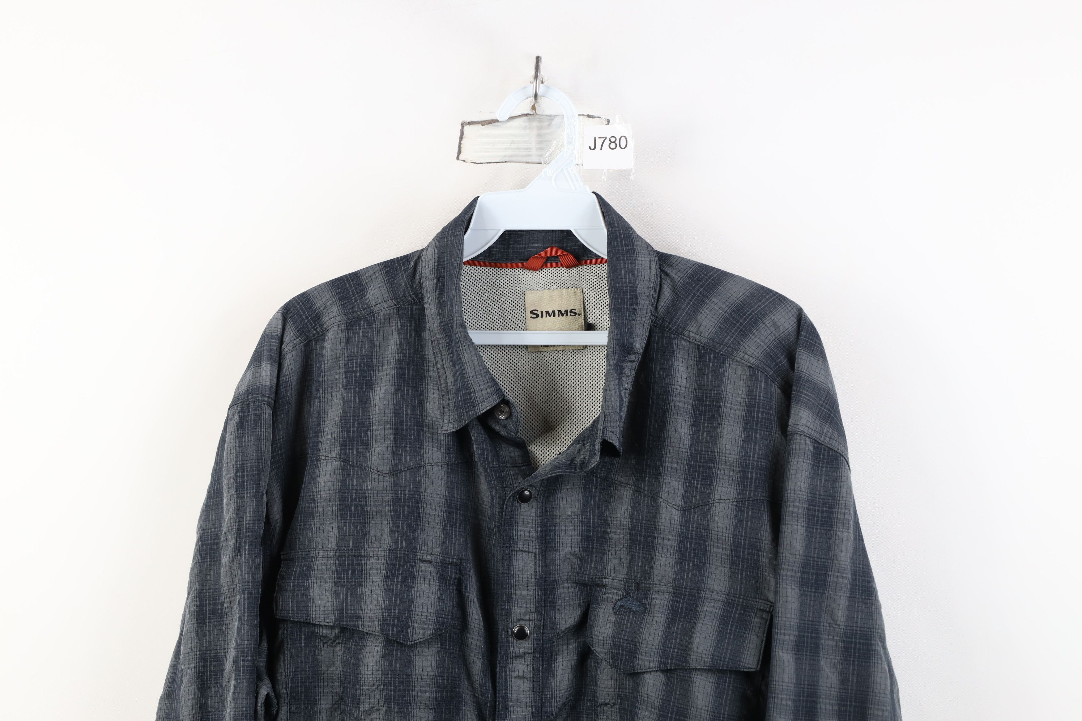 Simms Simms Fishing Double Pocket Snap Button Collared Shirt Plaid Size US XL / EU 56 / 4 - 2 Thumbnail