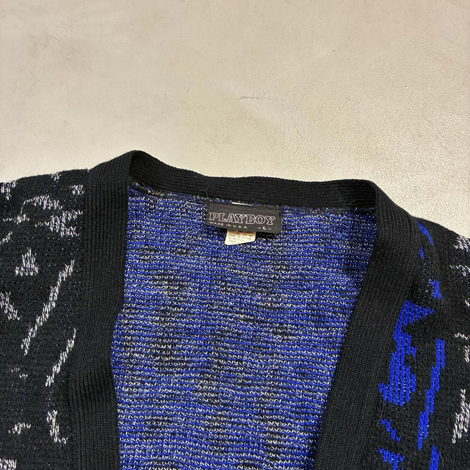 Playboy Vintage Playboy Geometric Knit Cardigan Sweater Mens L Size US L / EU 52-54 / 3 - 2 Thumbnail