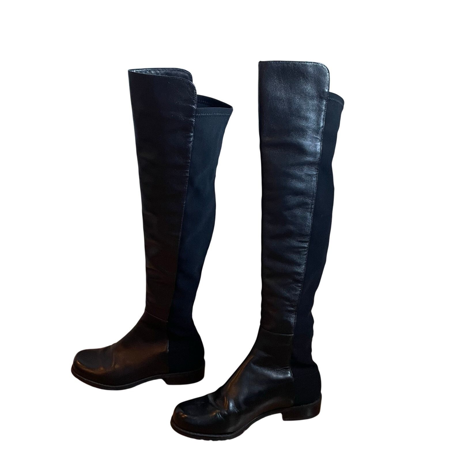 Stuart Weitzman Stuart Weitzman 5050 Black Leather Elastic Tall Boots sz US5 Size US 5 / IT 35 - 1 Thumbnail