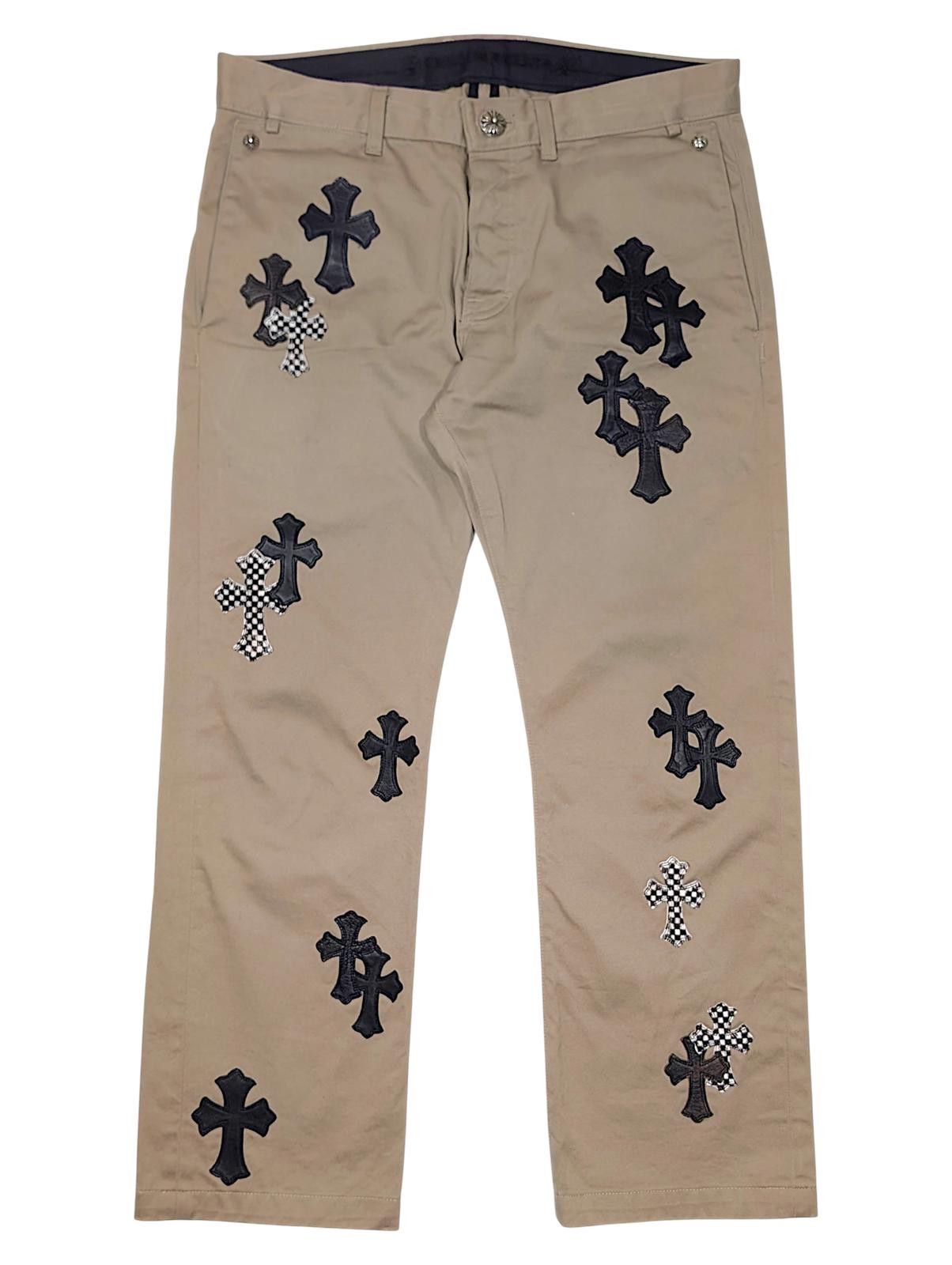 Chrome Hearts Khaki Leather Cross Patch Chino Pants Size US 34 / EU 50 - 1 Thumbnail