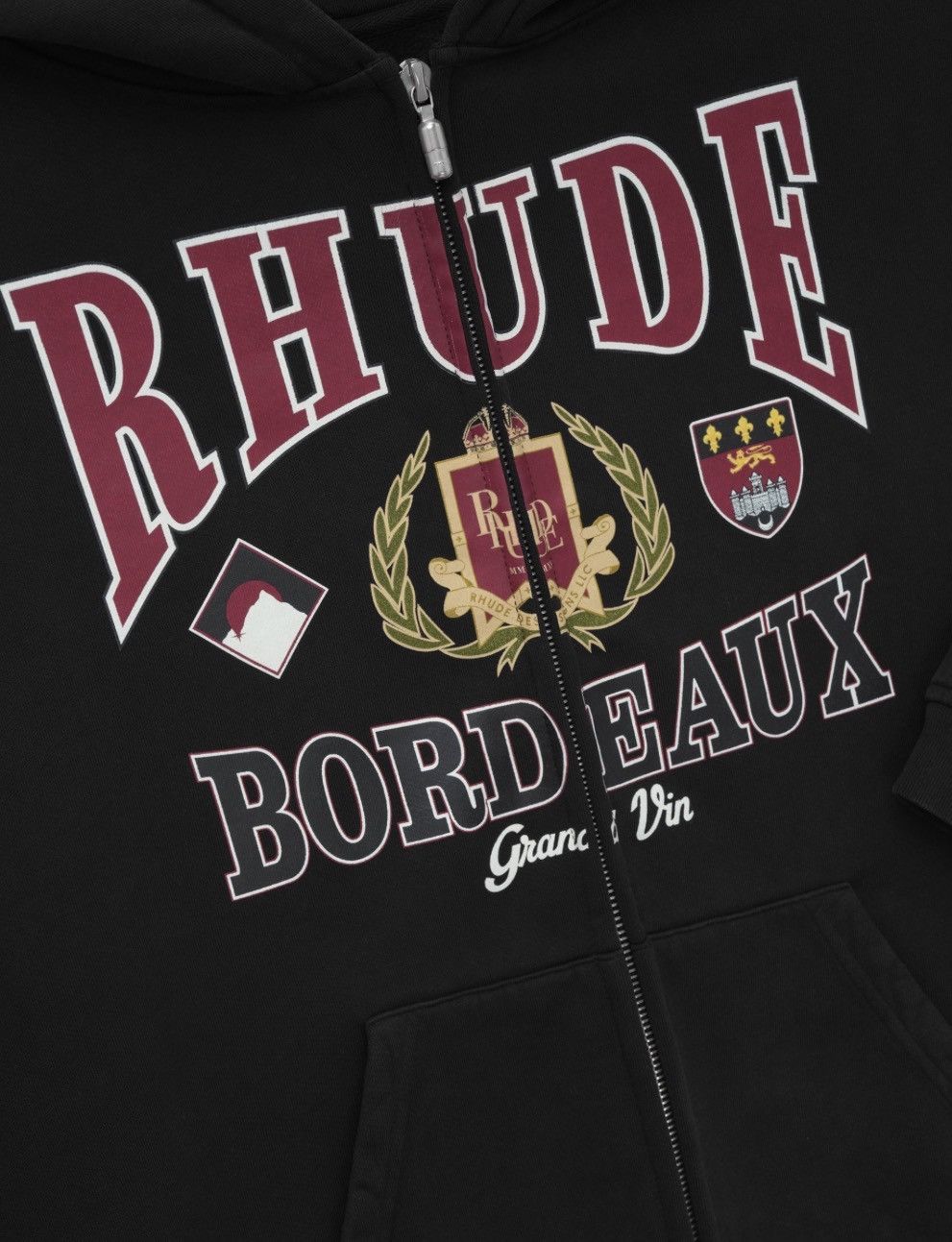 Rhude Rhude Bordeaux Grand Vin FullZip Fleece Men Hoodie Large Blk Size US M / EU 48-50 / 2 - 4 Thumbnail