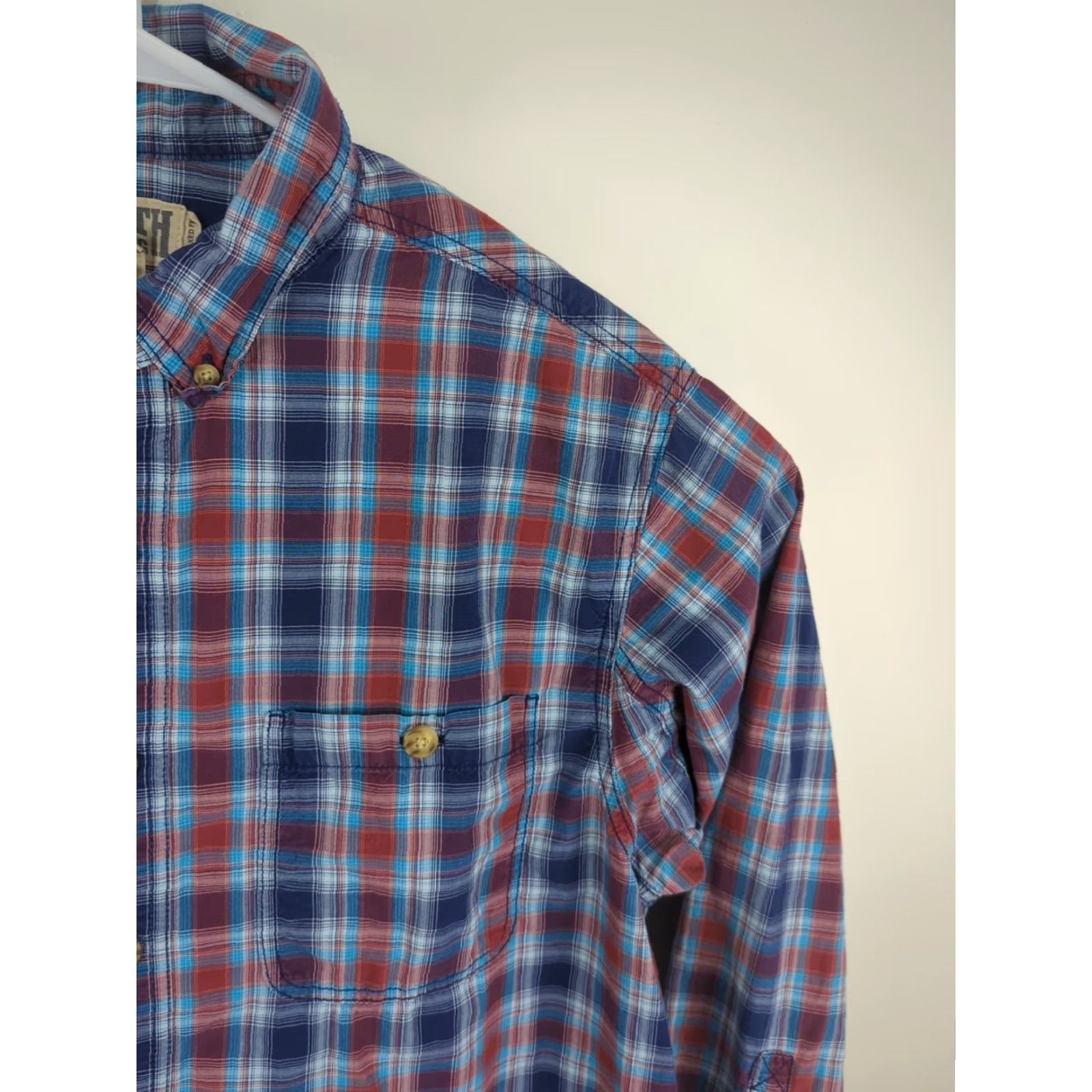 Duluth Trading Company Duluth Trading Button Front Shirt Cotton Red Blue Plaid Large Relaxed Fit Shirt Mens Button-Up Long Sleeve Multicolor Plaid Casual Size US L / EU 52-54 / 3 - 6 Thumbnail