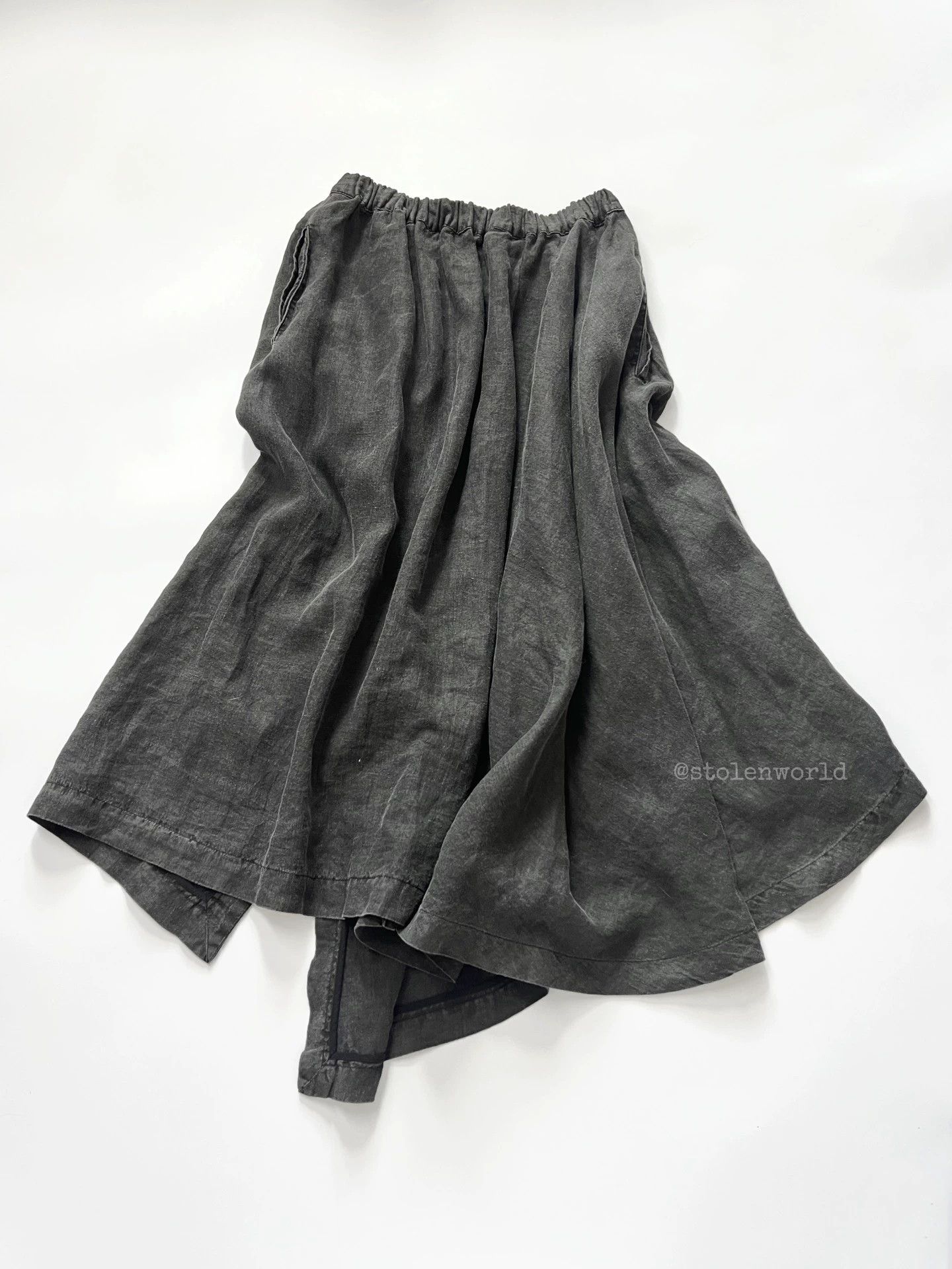 Y's Y's Mud-Dyed Linen Gray Skirt Women's Size 2 Size 26" / US 2 / IT 38 - 2 Thumbnail