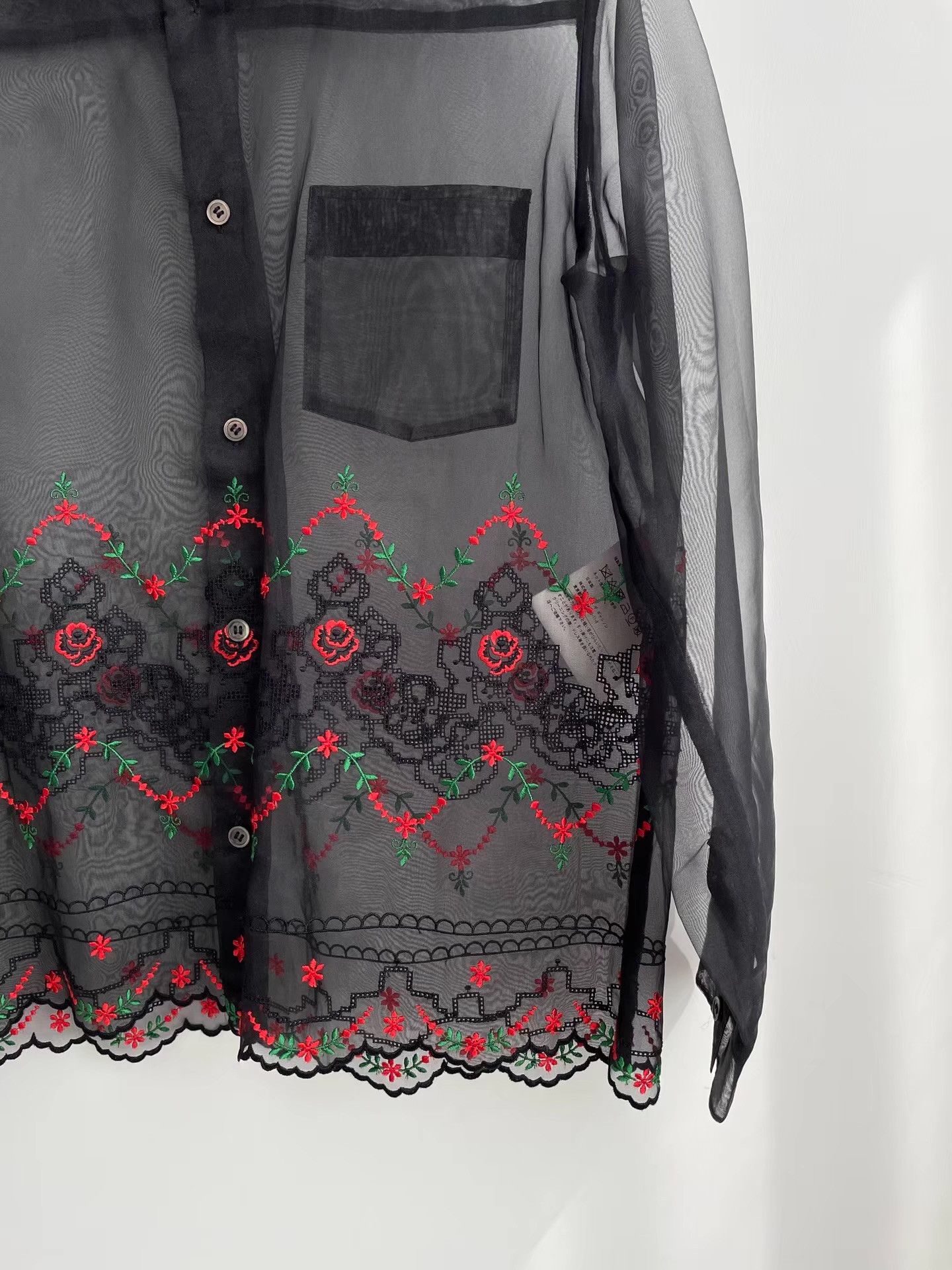 Comme des Garcons Comme des GarçonsEmbroidered Long Sleeve Shirt Ｑ24 Size M / US 6-8 / IT 42-44 - 2 Thumbnail