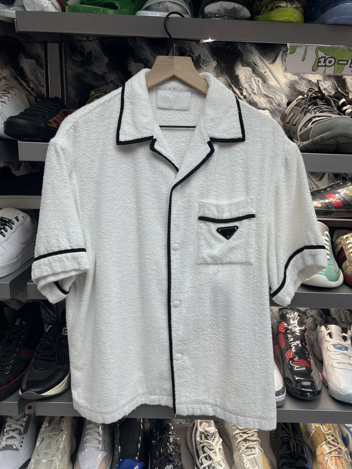 Prada Prada White Terry Cotton Tee Size US L / EU 52-54 / 3 - 1 Thumbnail