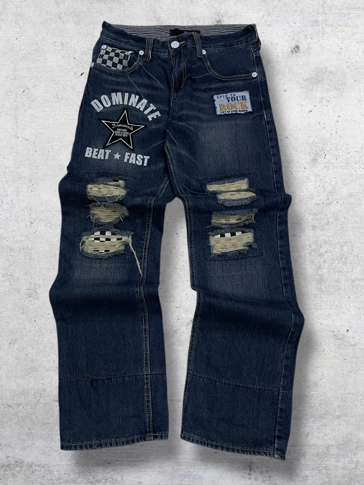 VINTAGE DOMINATE CRAFTED OG DESIGNER JAPAN RIPPED PATCHWORK