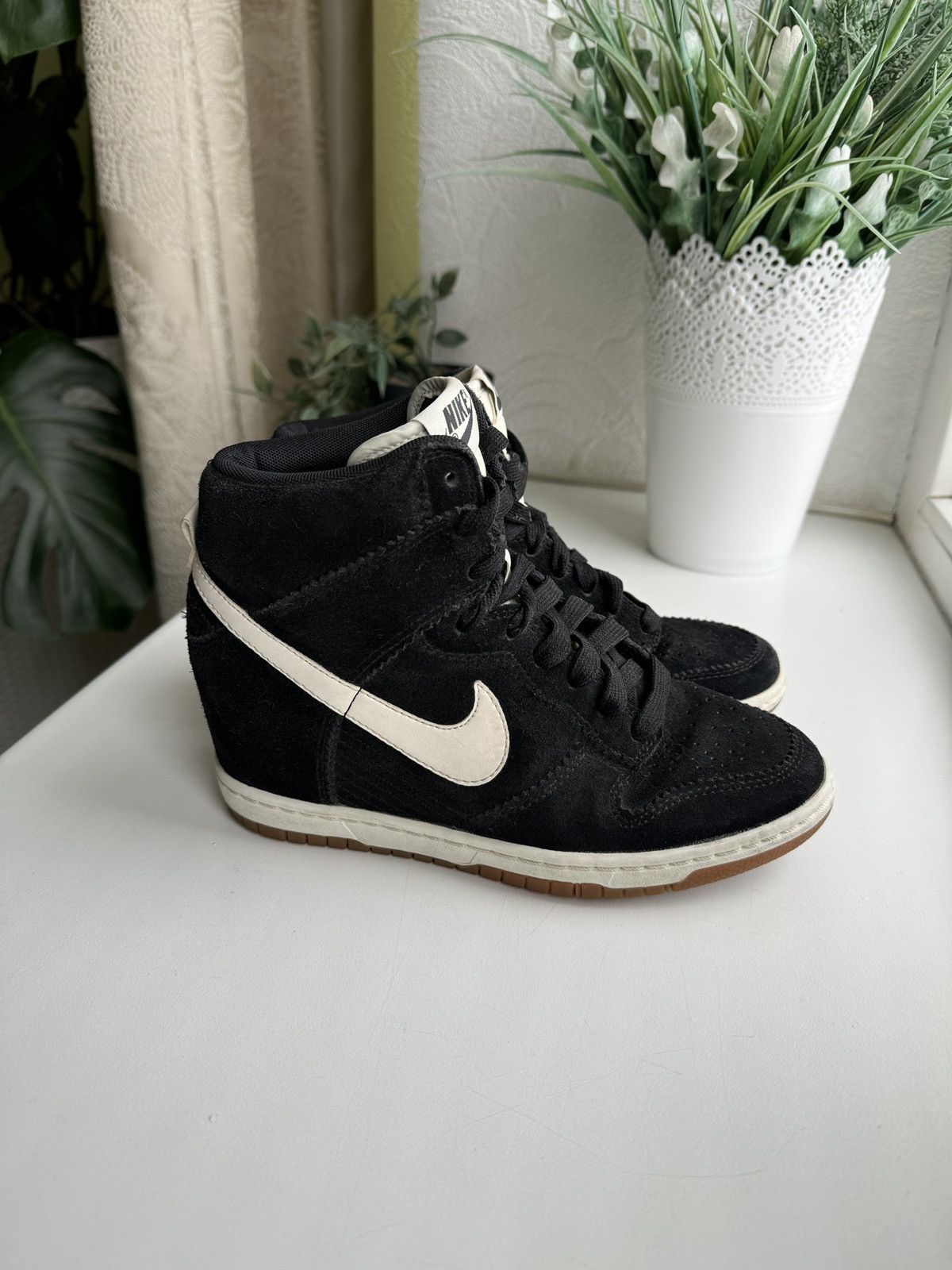 Nike Nike Dunk Sky Hi Hidden Wedge Sneakers Suede Black White Size US 6.5 / IT 36.5 - 2 Thumbnail