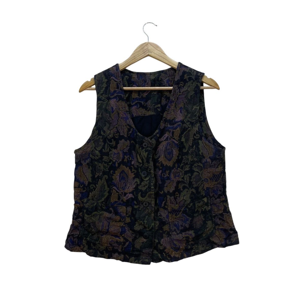 45rpm 💥Vintage Grape Vest Fullprint Floral Dual Pocket Size M / US 6-8 / IT 42-44 - 1 Thumbnail