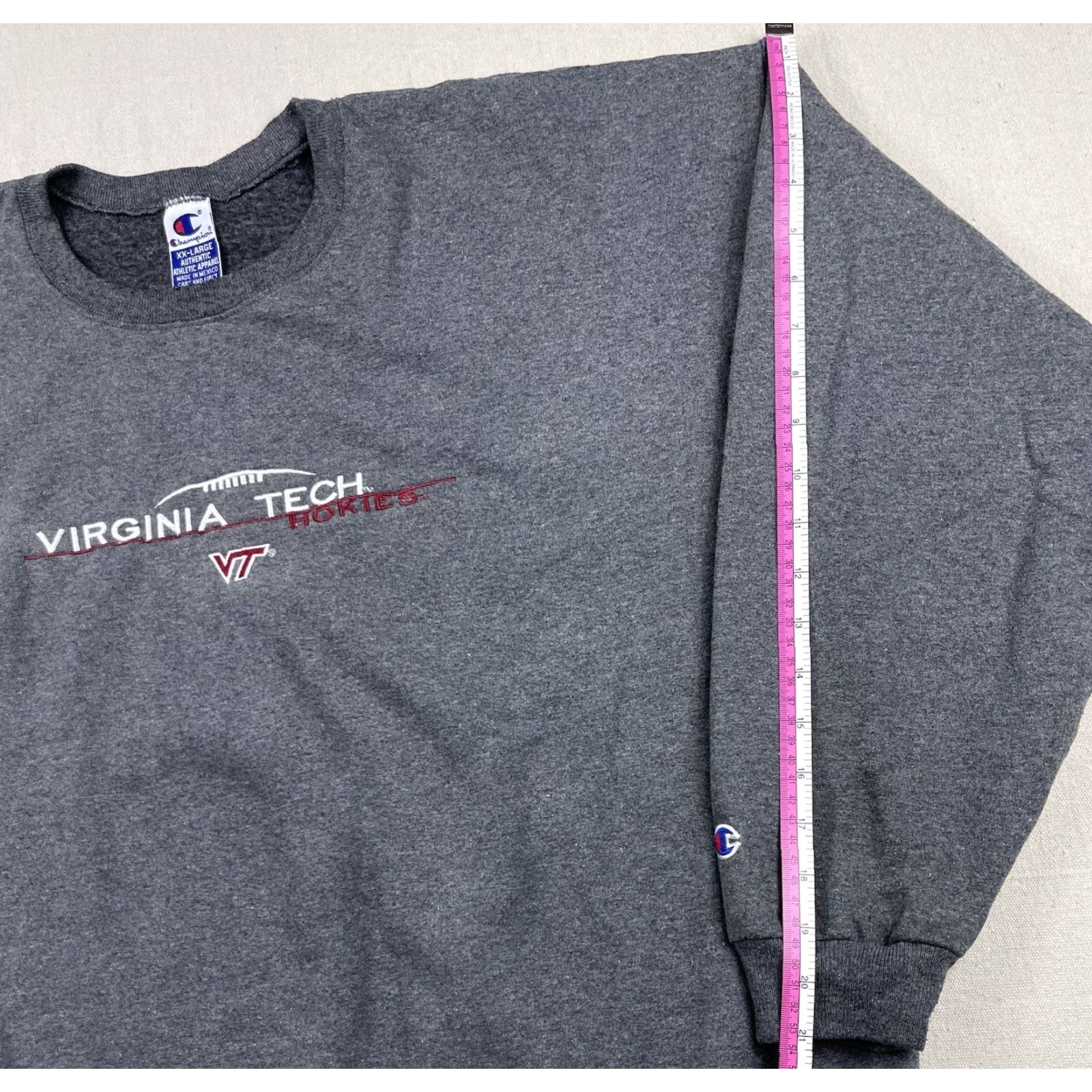 Champion VINTAGE Champion Virginia Tech Sweatshirt Crewneck Sweatshirt Gray XXL Men Football NCAA 90s Pullover Embroidered Mens Size US XXL / EU 58 / 5 - 7 Thumbnail