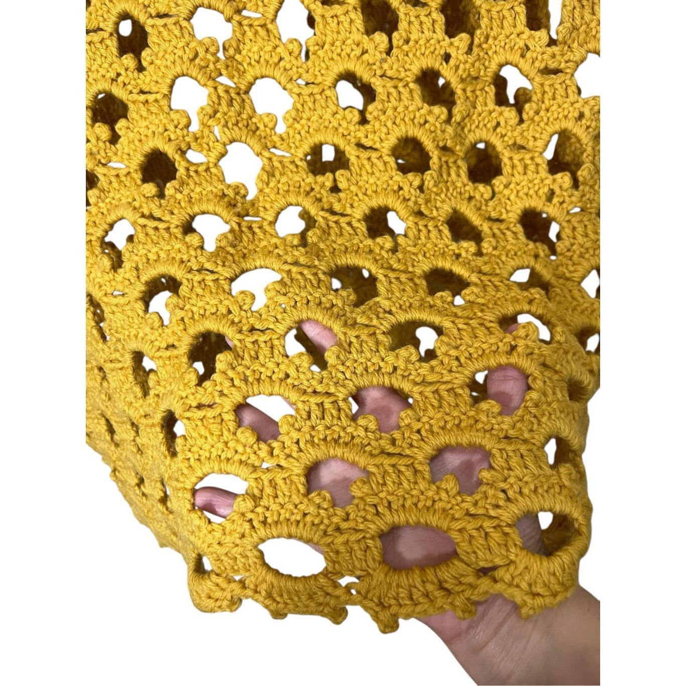 Other Vintage Handmade Crochet Vest Cardigan Mustard Yellow Size Size L / US 10 / IT 46 - 6 Thumbnail