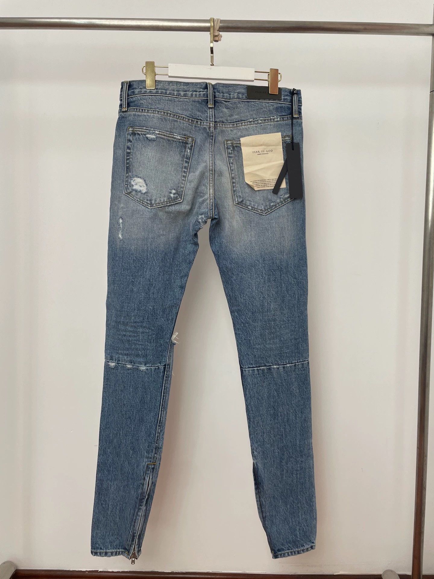 Fear of God FOG 4th Blue Denim Jeans 32W Distressed Yellow Trim Size US 32 / EU 48 - 2 Thumbnail