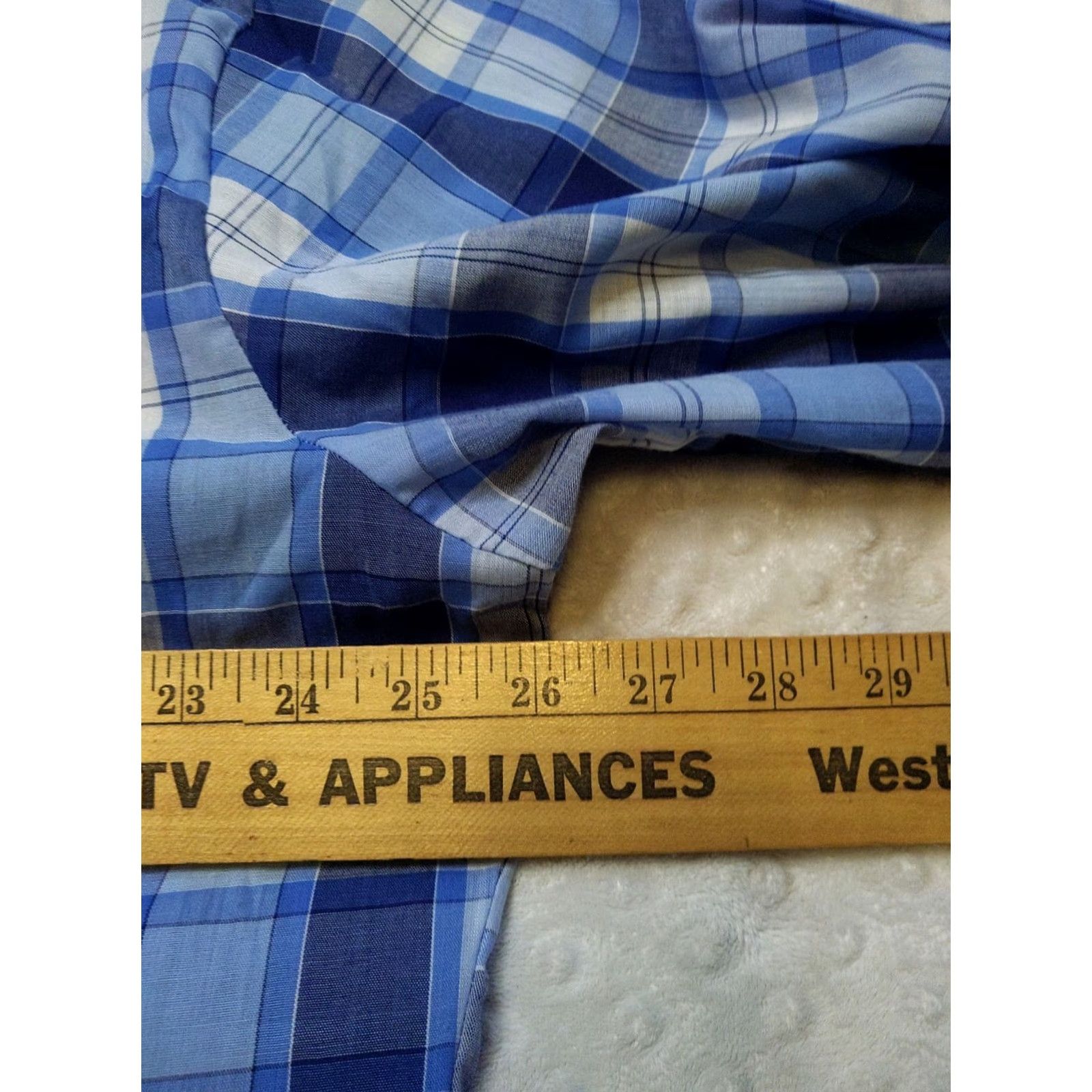 Vintage Montgomery Ward Plaid Work Shirt XL Blue 1980s Vintage Button-Front Cotton Blend Long Sleeve Mens Size US XL / EU 56 / 4 - 7 Thumbnail