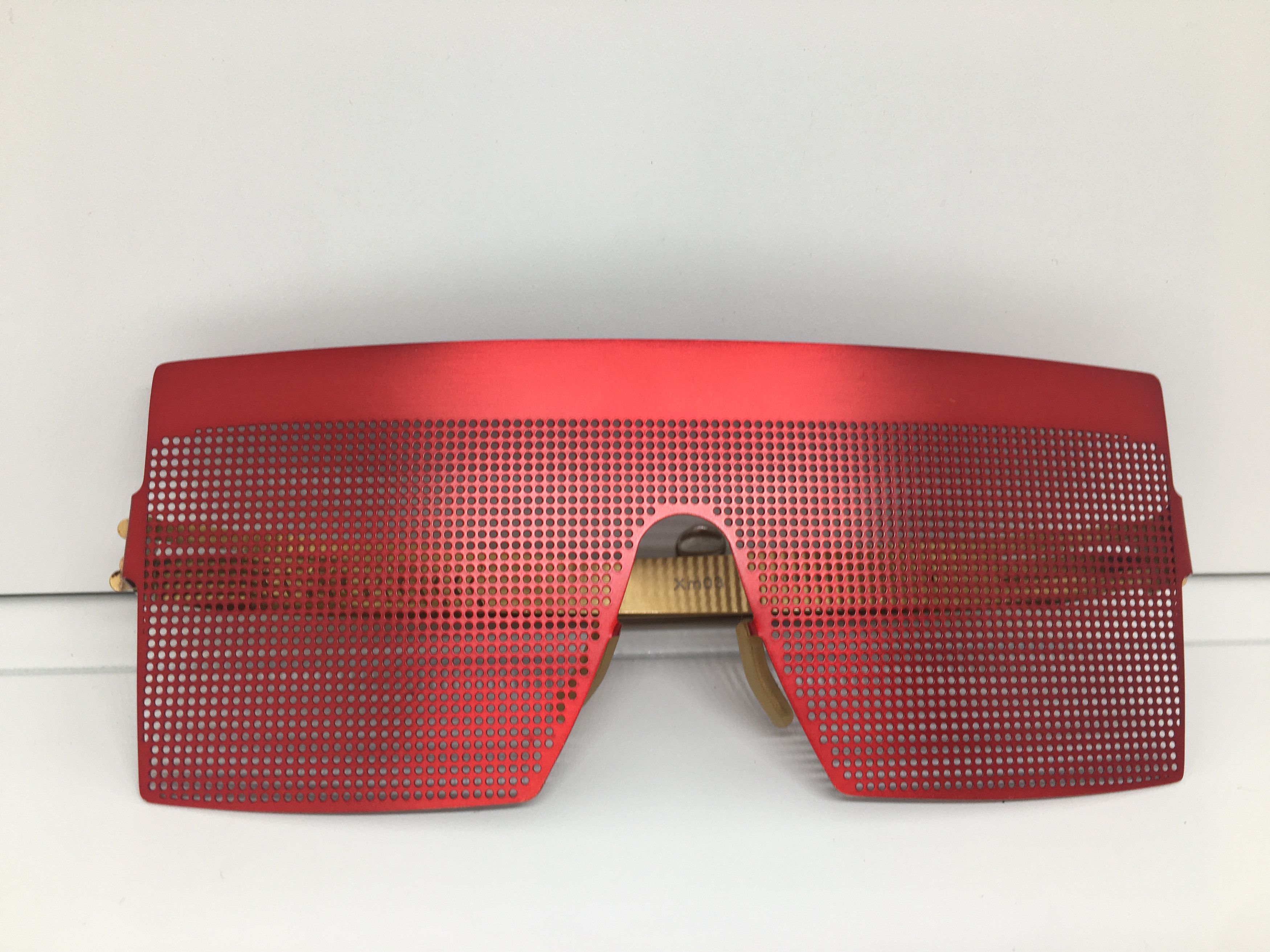 Ic! Berlin IC Berlin OP Art Pinhole Red Shield Runway Show Sunglasses Size ONE SIZE - 7 Thumbnail