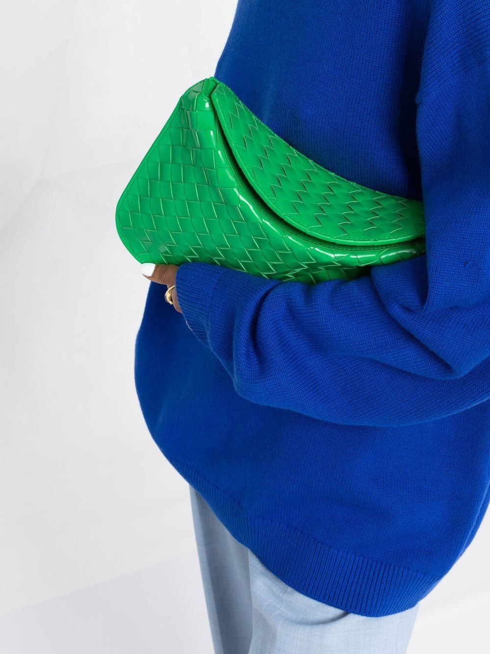 Bottega Veneta BOTTEGA VENETA green patent leather woven flap bag Size ONE SIZE - 5 Thumbnail