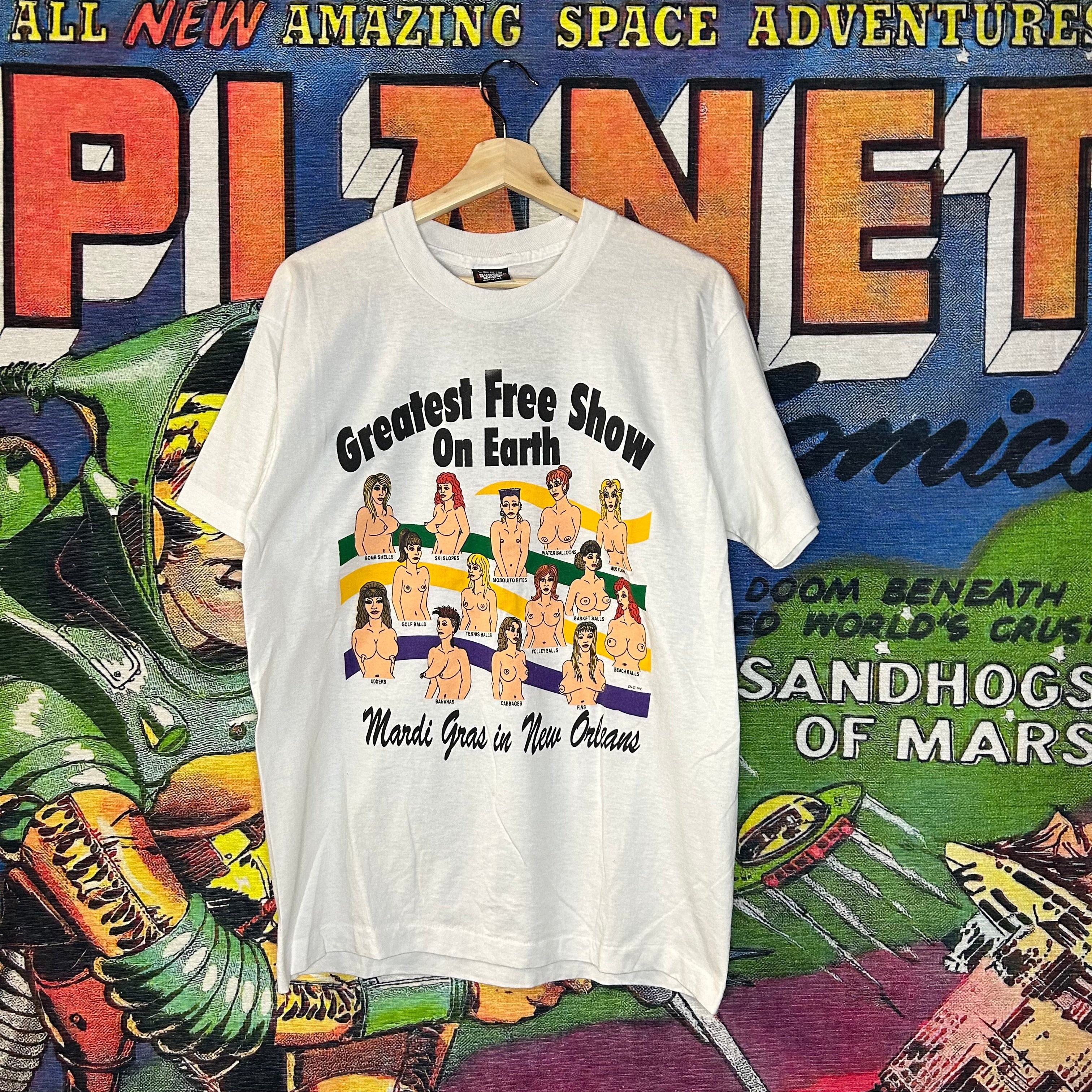 Vintage Vintage 90s Mardi Gras ‘Greatest Free Show On Earth!’ Tee Si Size US L / EU 52-54 / 3 - 1 Thumbnail