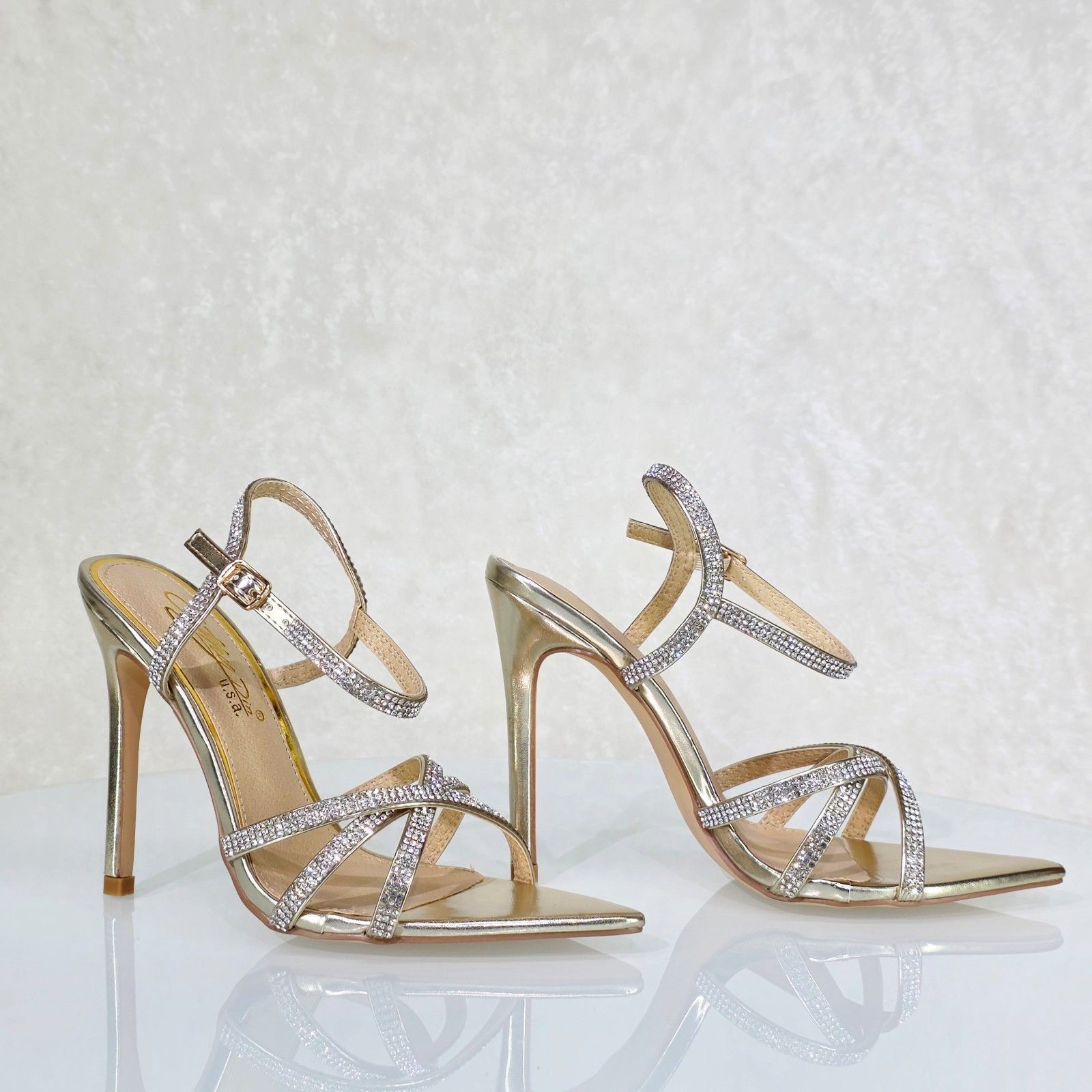 Other Marge Gold Rhinestone High Heels Evening Party Shoes (Size:6 Size US 6 / IT 36 - 5 Thumbnail