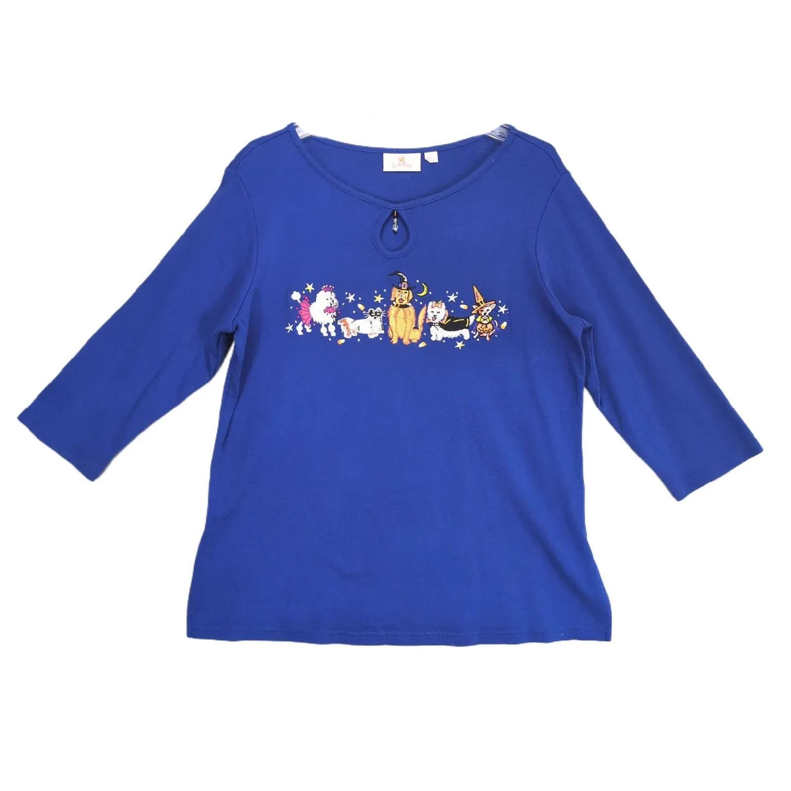 Other Quacker Factory Halloween Costume Dogs Embellished Shirt Size L / US 10 / IT 46 - 1 Thumbnail