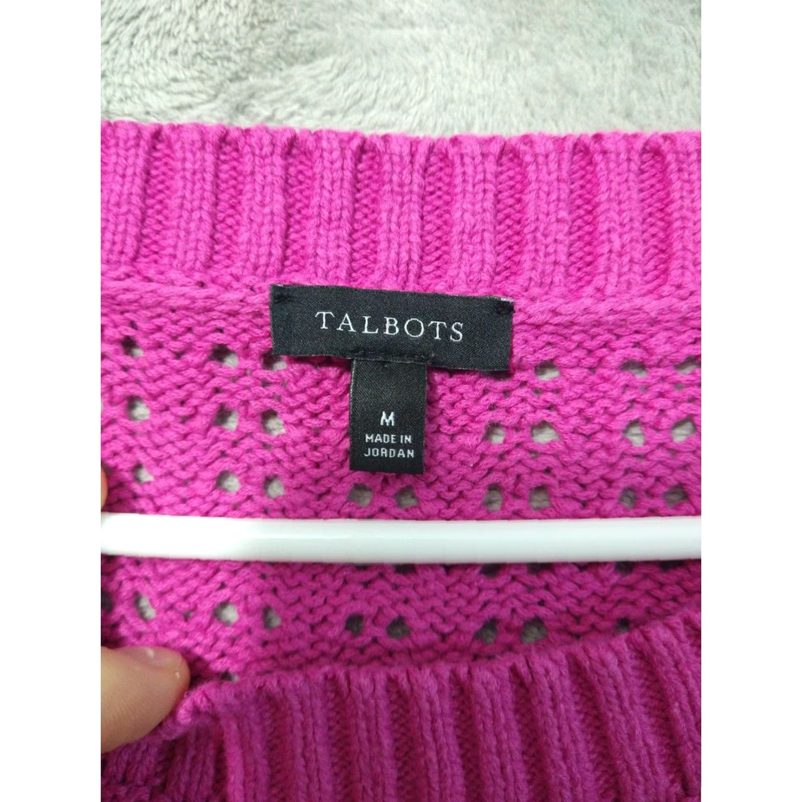 Talbots Talbots Womens Medium Pink Pullover Beachy Coastal Crochet Barbie Sweater Size M / US 6-8 / IT 42-44 - 5 Thumbnail