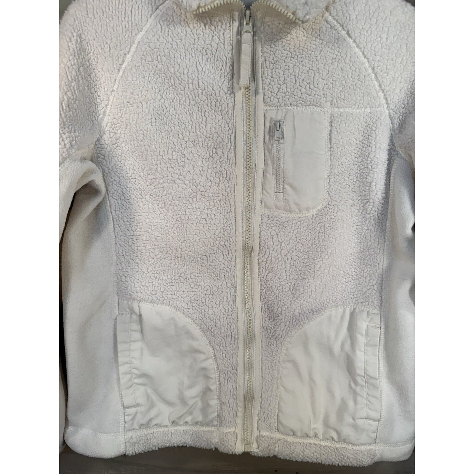 Faded Glory Faded-Glory Women's White Fleece Zipper Sweater Jacket Size Size M / US 6-8 / IT 42-44 - 2 Thumbnail