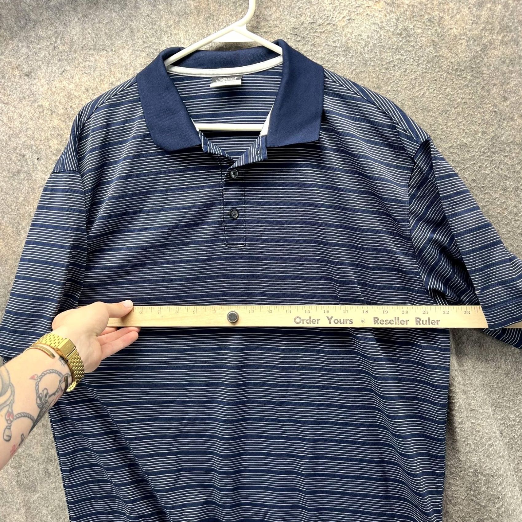 Nike Nike Polo Shirt Mens L Navy Blue Stripe Fit Dry Performance Golf Size US L / EU 52-54 / 3 - 4 Thumbnail