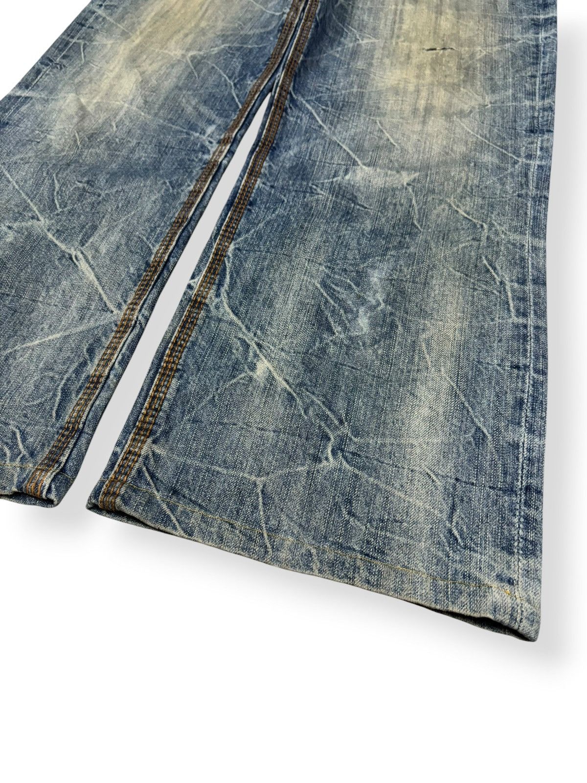 Beauty Beast Japanese Brand Double Waist Cracked Mud Wash Baggy Jeans Size US 34 / EU 50 - 8 Thumbnail