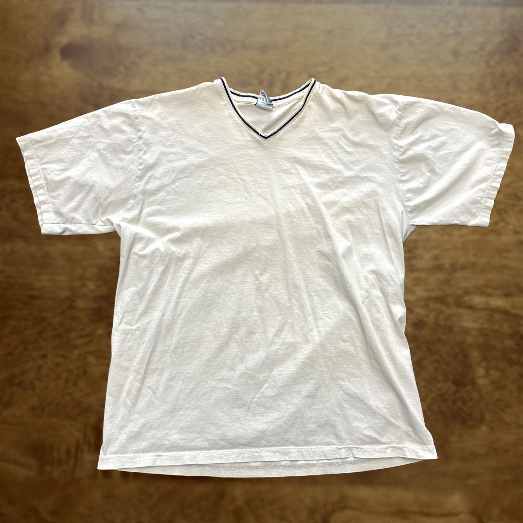 Jerzees Jerzees Shirt Mens XL White V-Neck 362 Trim Collar Casual Basic Tee Cotton Size US XL / EU 56 / 4 - 1 Thumbnail