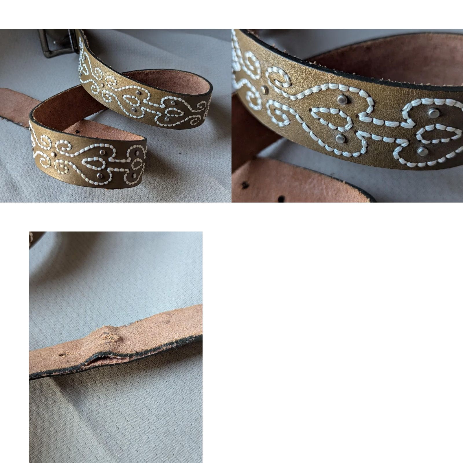 Vintage VINTAGE western belt Men 32 brown leather studded rodeo COWBOY 90s theme Harley America belt Size 32 Mens Size 32 - 8 Thumbnail