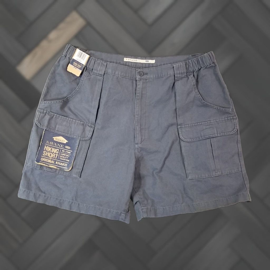 VINTAGE Savane Cargo Hiking Shorts Mens 42x7 Gray Cotton Outdoor