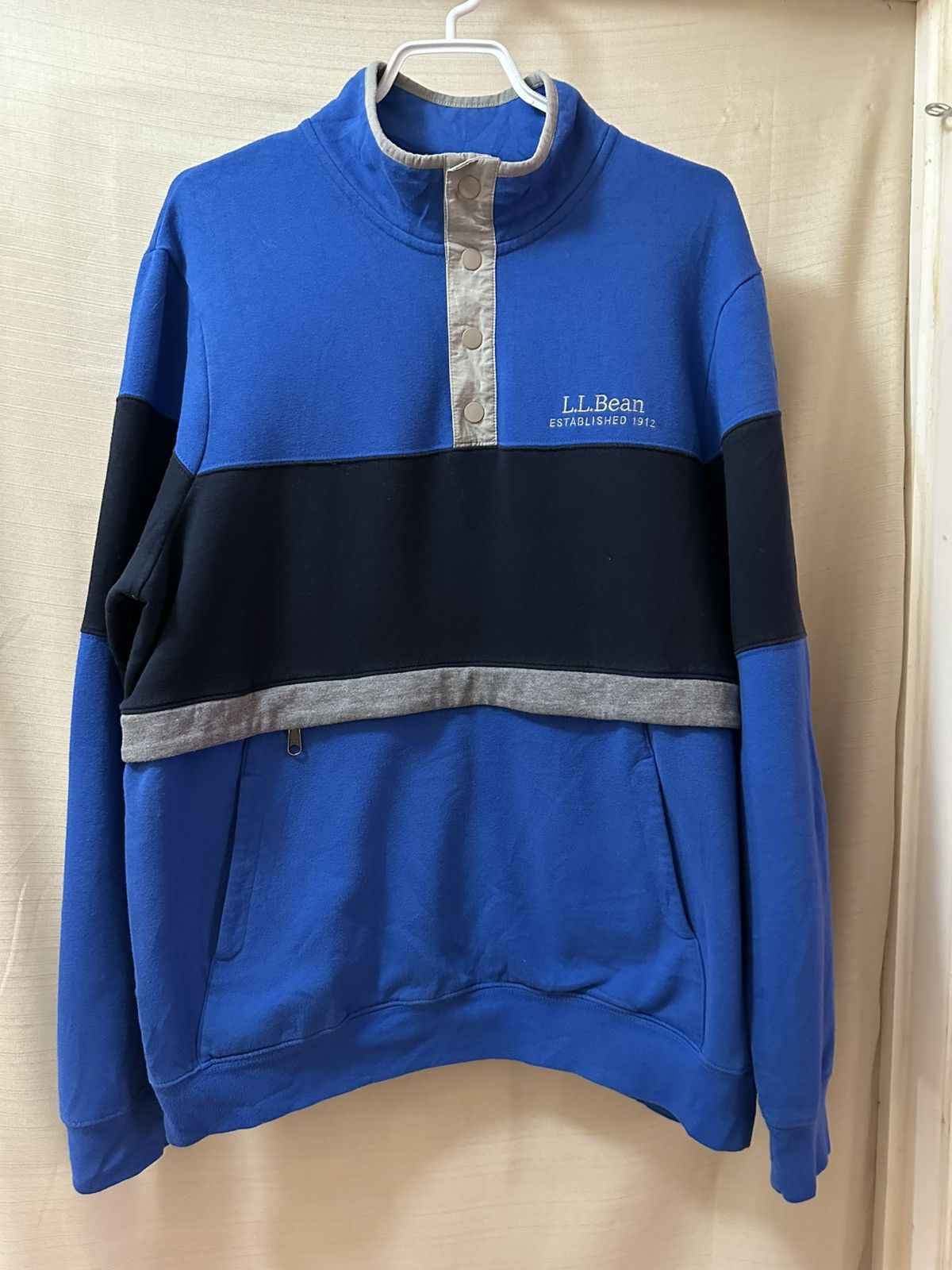 L.L. Bean L.L.Bean Men’s Y2K Pullover Snap Neck Blue Black Size L Tall Size US L / EU 52-54 / 3 - 1 Thumbnail